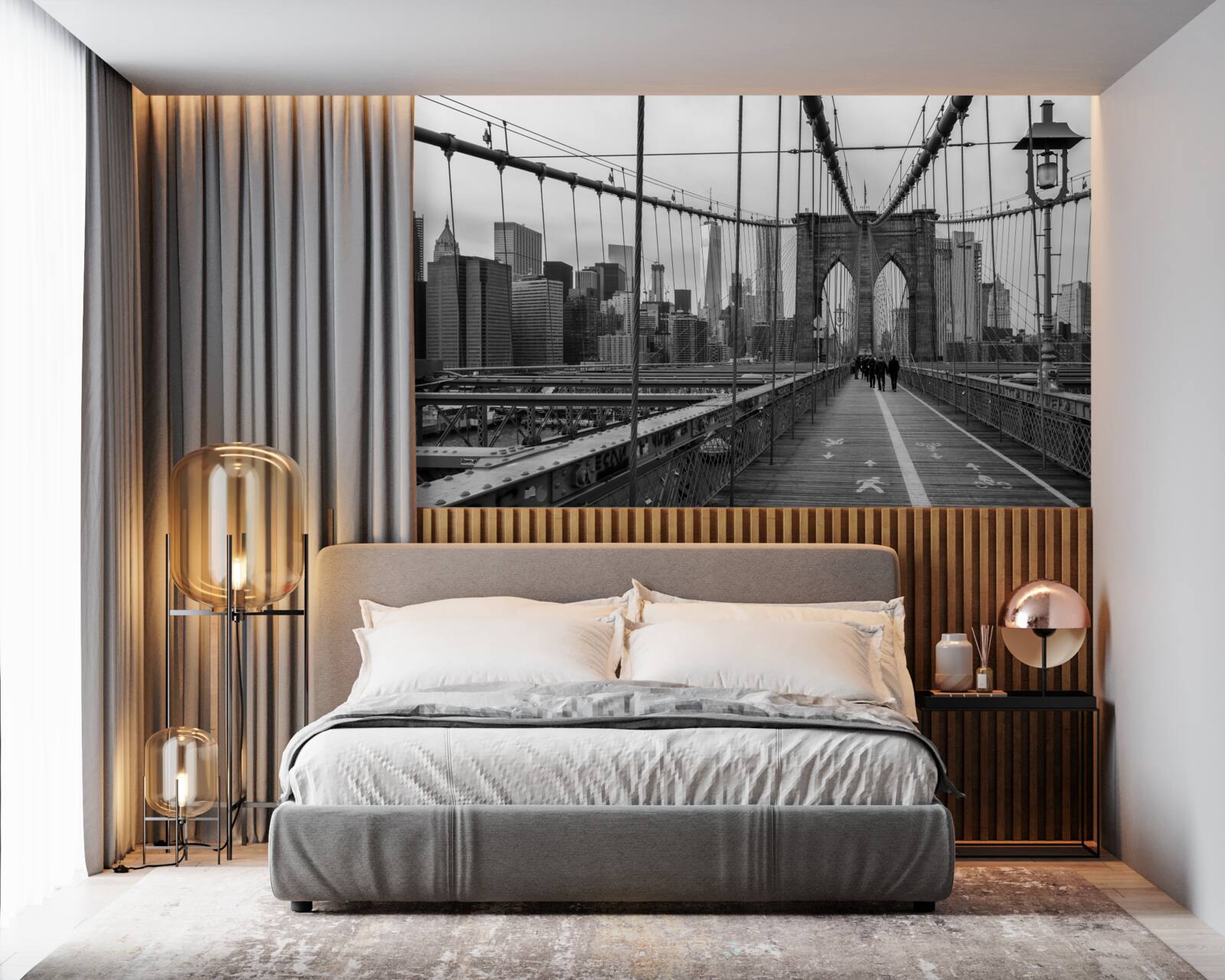 Papier peint le pont de brooklyn en noir et blanc
