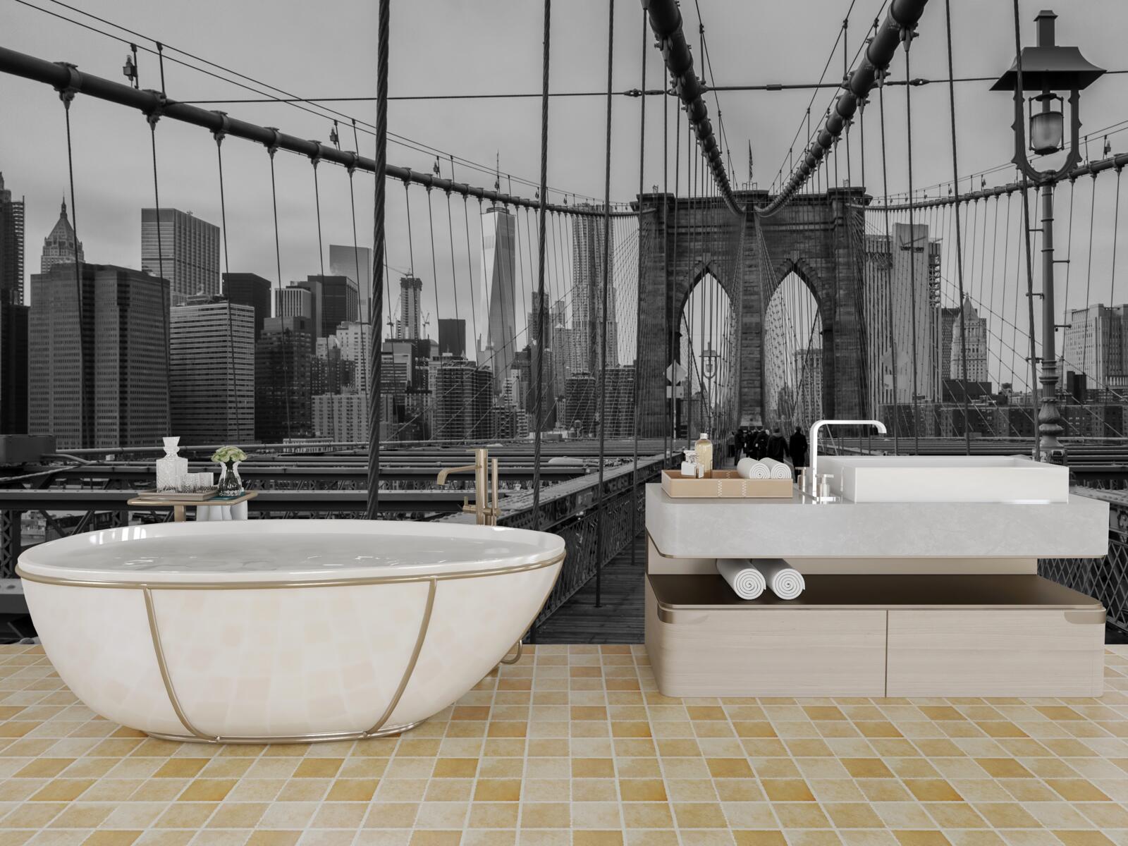 Papier peint le pont de brooklyn en noir et blanc