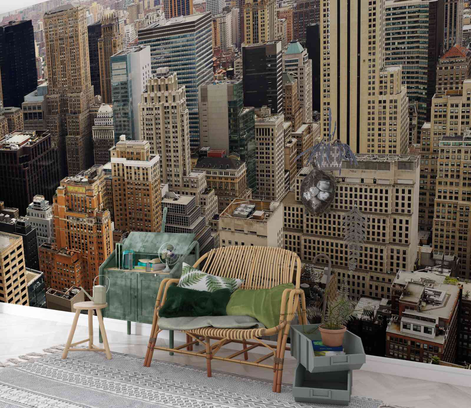 Papier peint vue de l'architecture métropolitaine depuis le trottoir