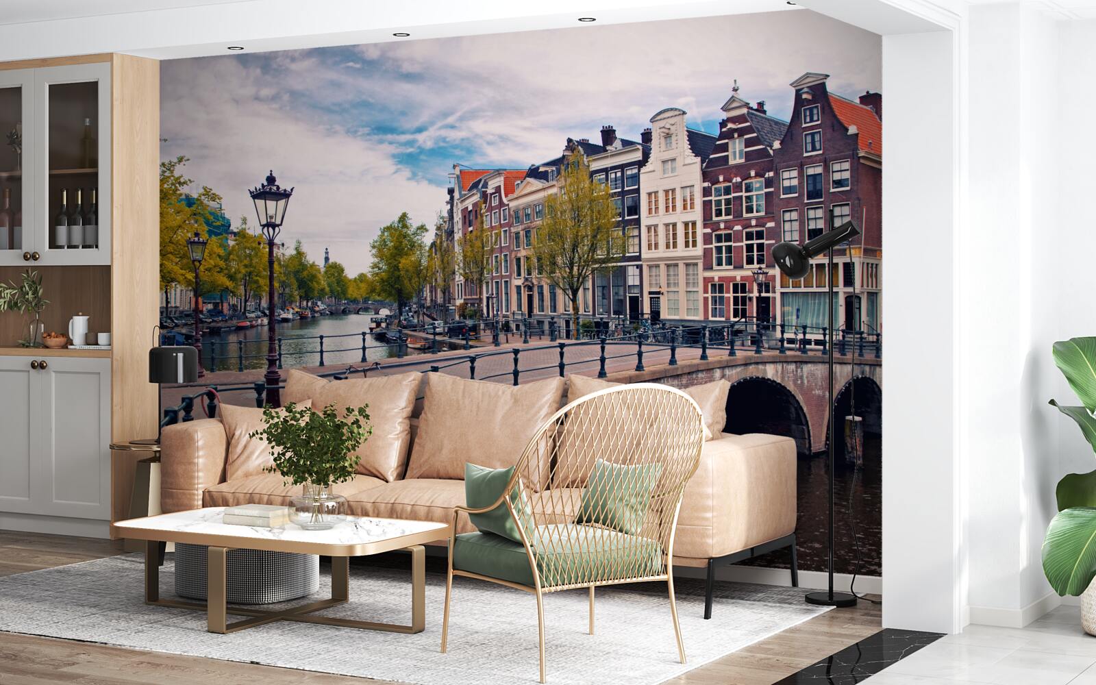 Papier peint pont du canal à amsterdam