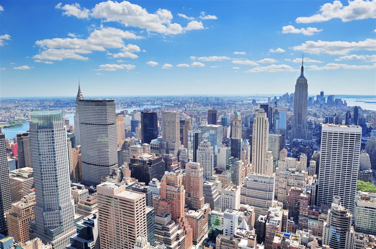 Papier peint au-dessus des gratte-ciel de new york
