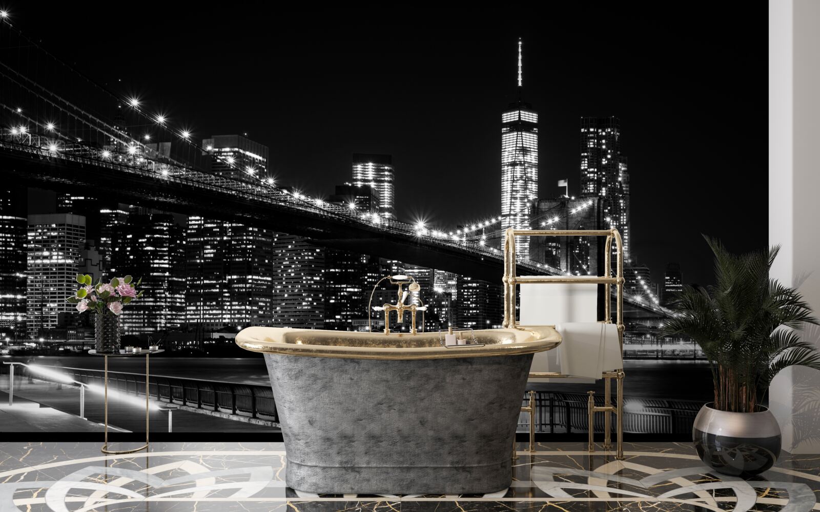 Papier peint le front de mer de new york sans personne