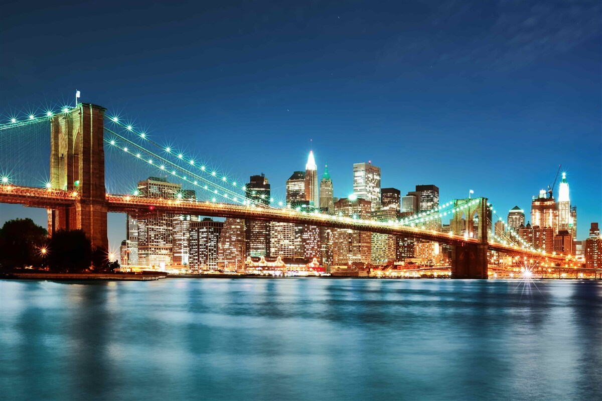 Papier peint new york avec des lumières brillantes