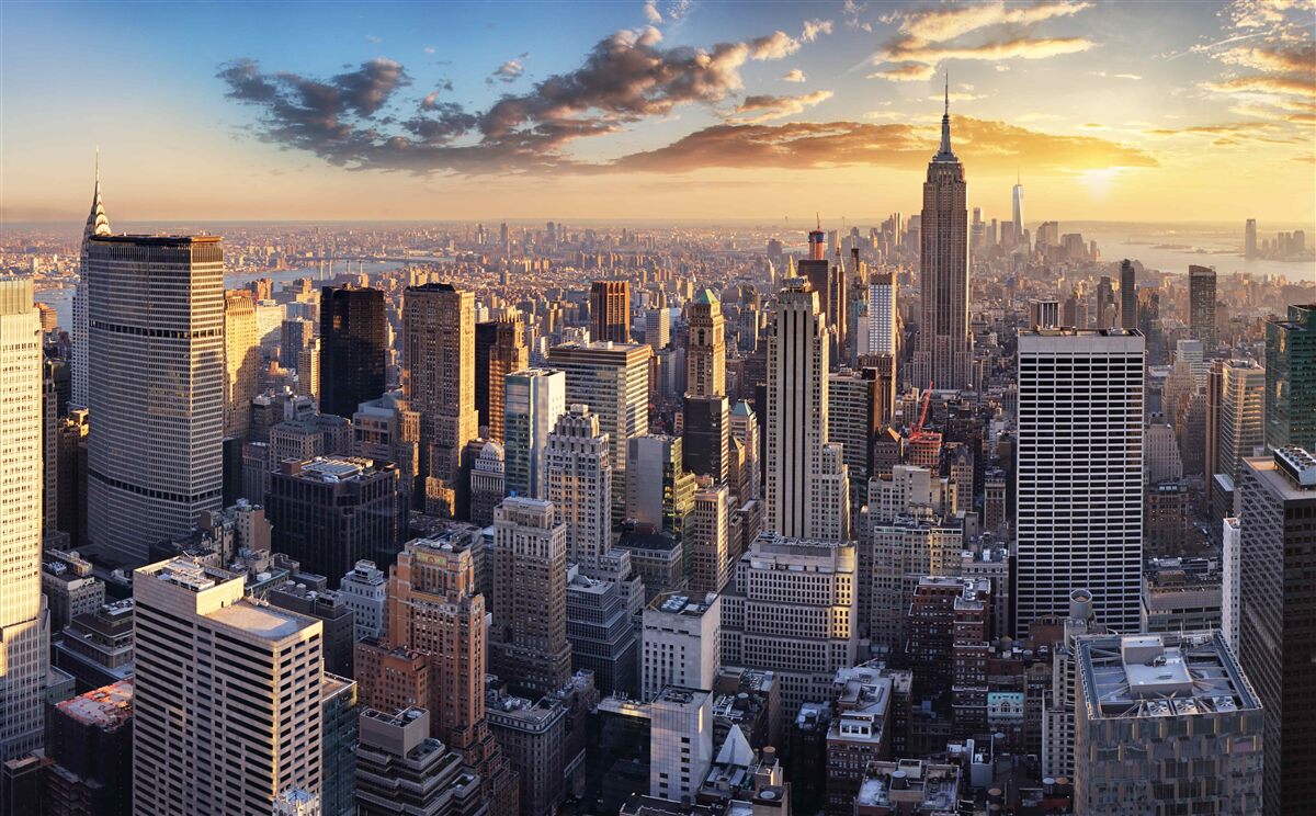 Papier peint le coucher de soleil illumine new york