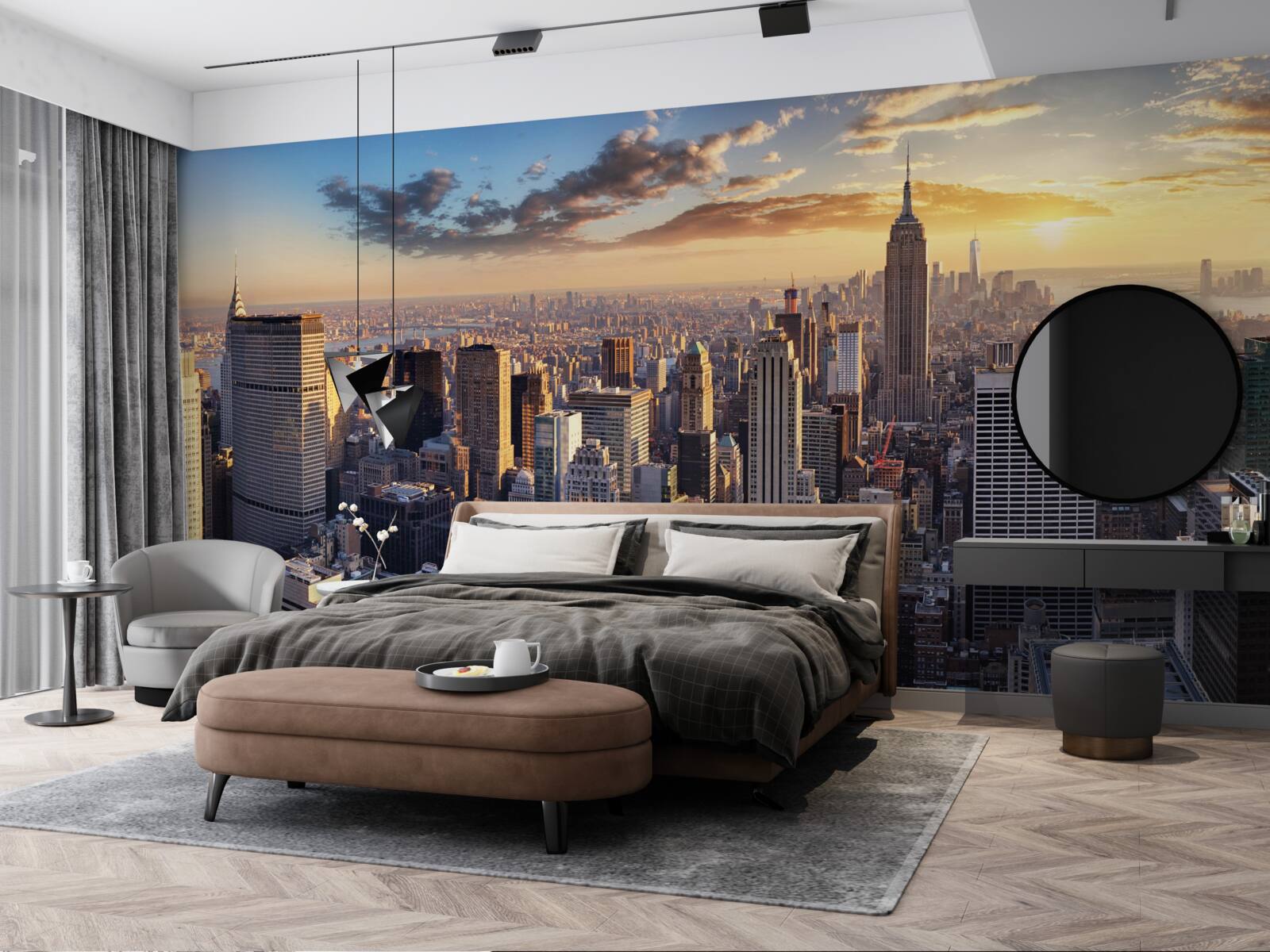 Papier peint le coucher de soleil illumine new york