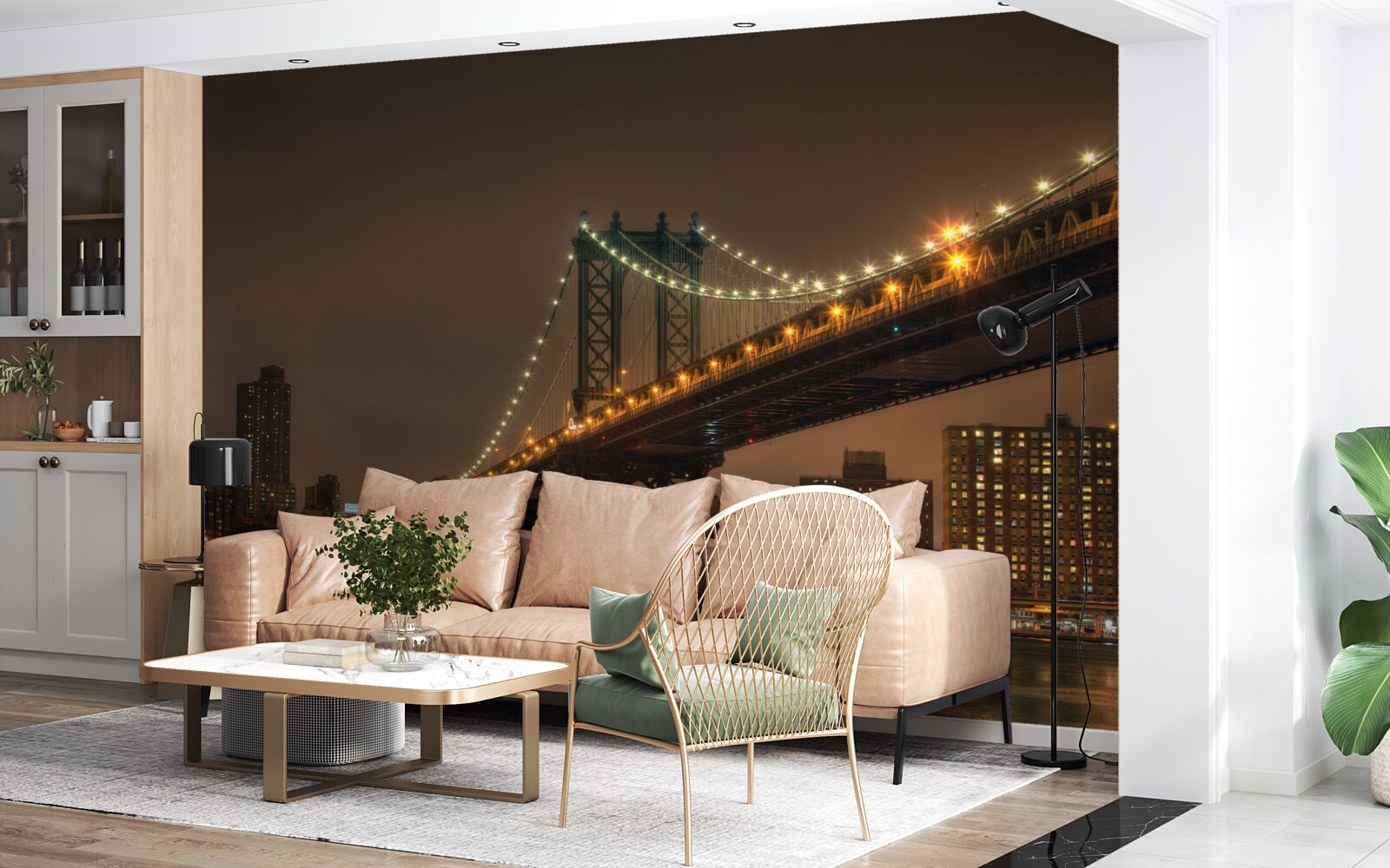 Papier peint pont de brooklyn le soir