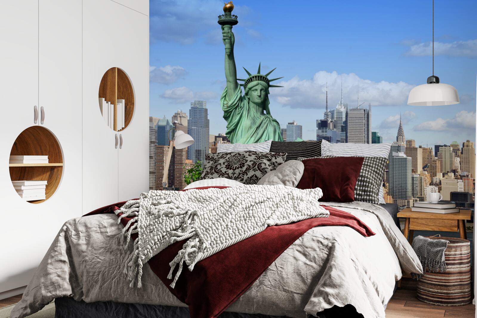 Papier peint statue de la liberté en arrière-plan de new york