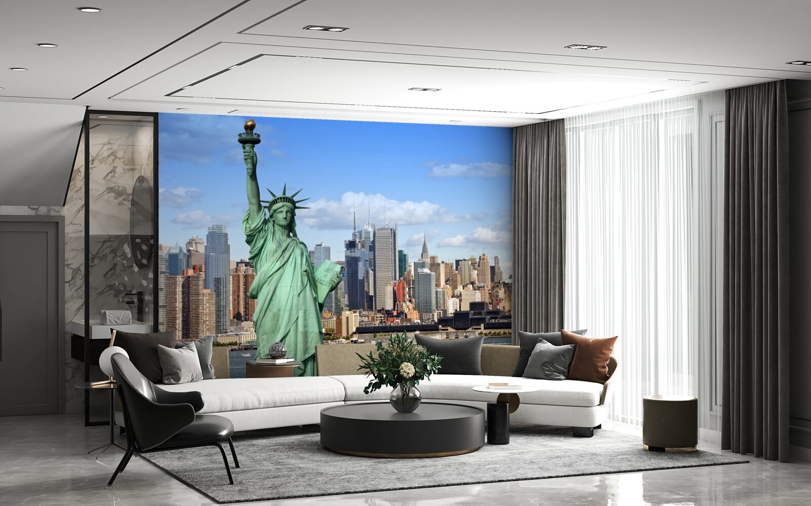 Papier peint statue de la liberté en arrière-plan de new york