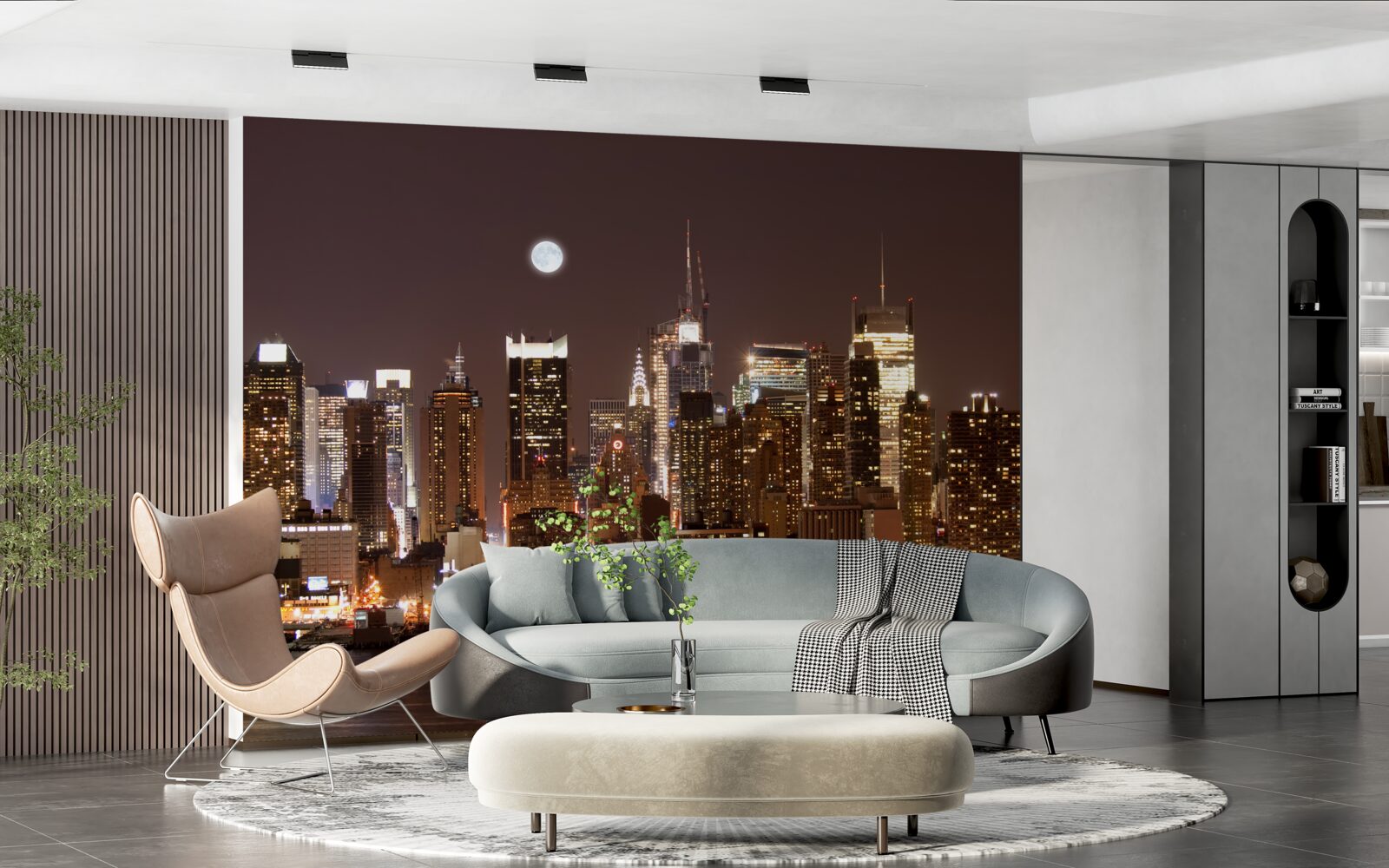 Papier peint magnifique vue panoramique de manhattan la nuit