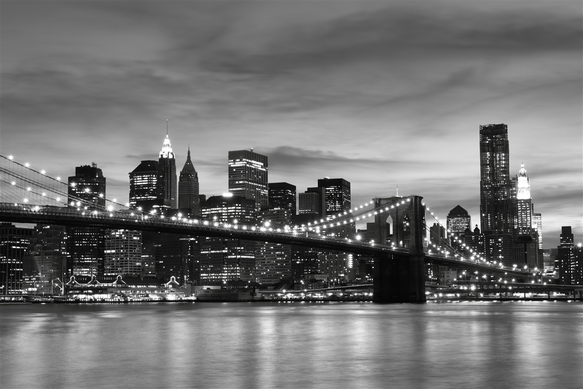 Papier peint les tours en noir et blanc et le pont de brooklyn