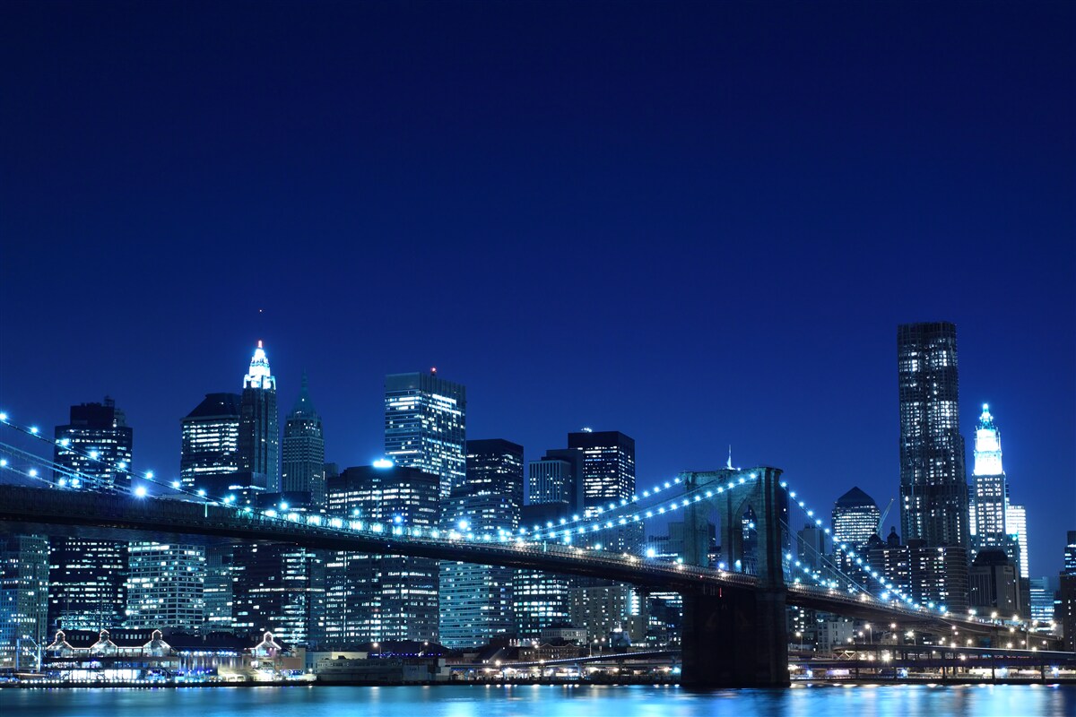 Papier peint pont de brooklyn la nuit