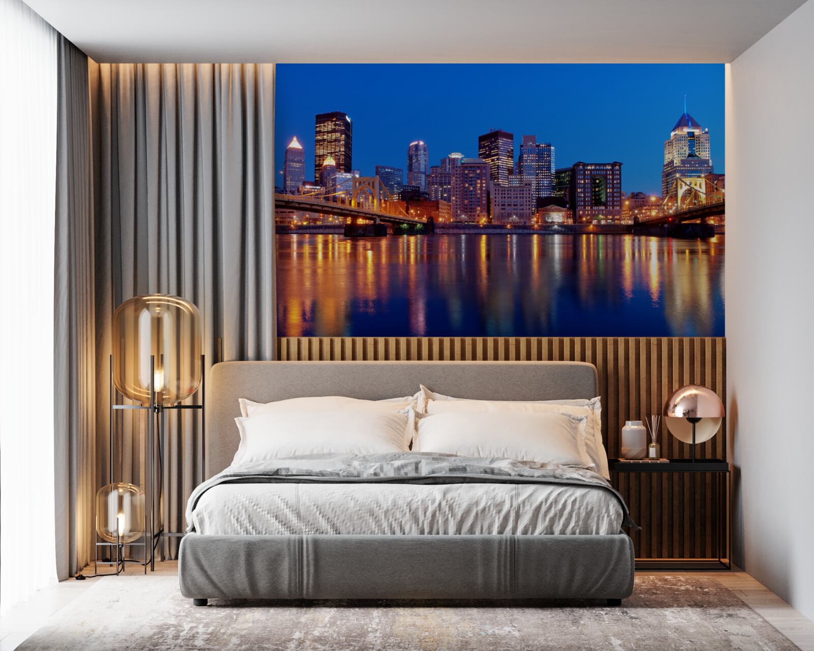 Papier peint l'horizon de new york la nuit
