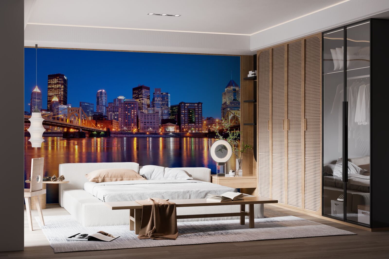 Papier peint l'horizon de new york la nuit
