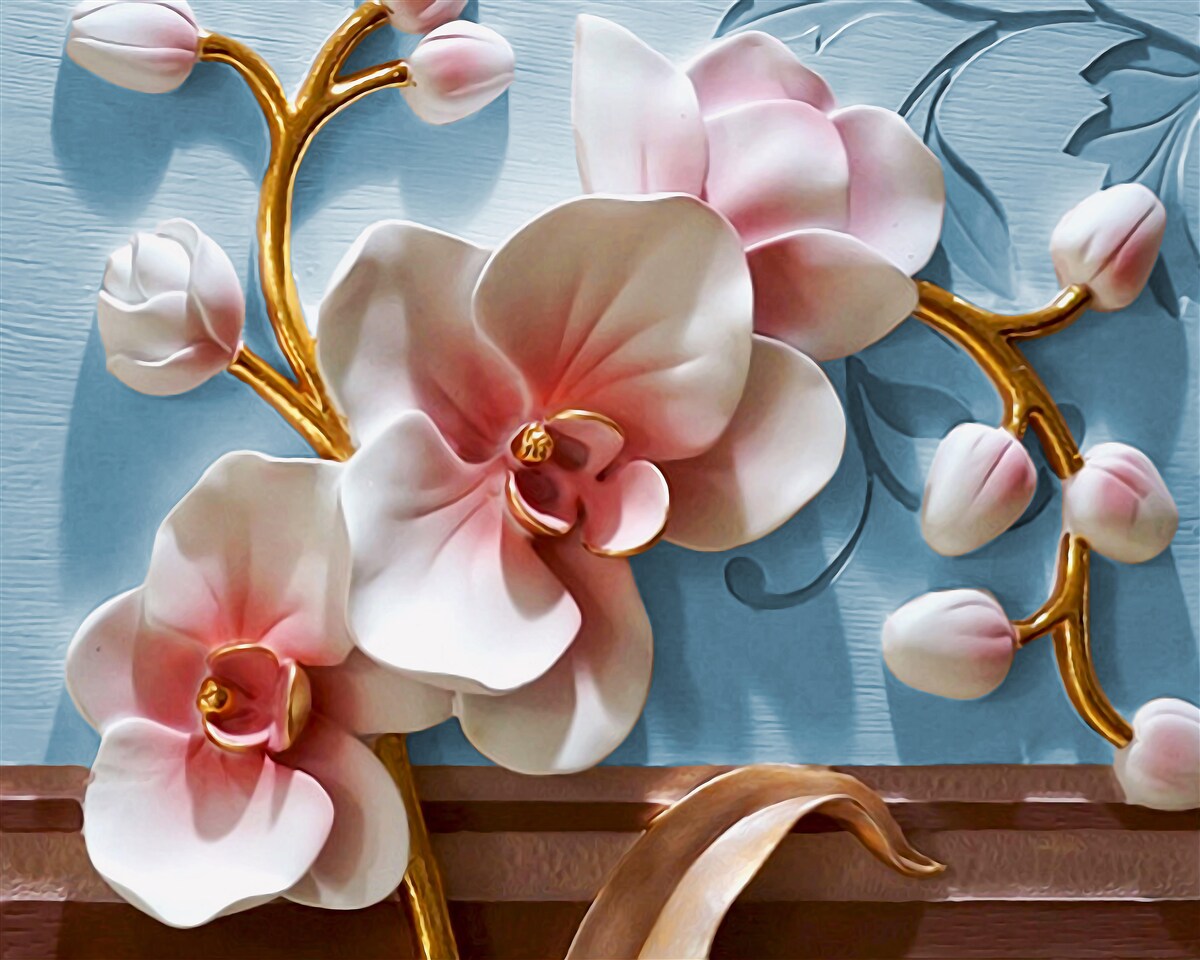 Papier peint orchidée blanche dans un ciel bleu