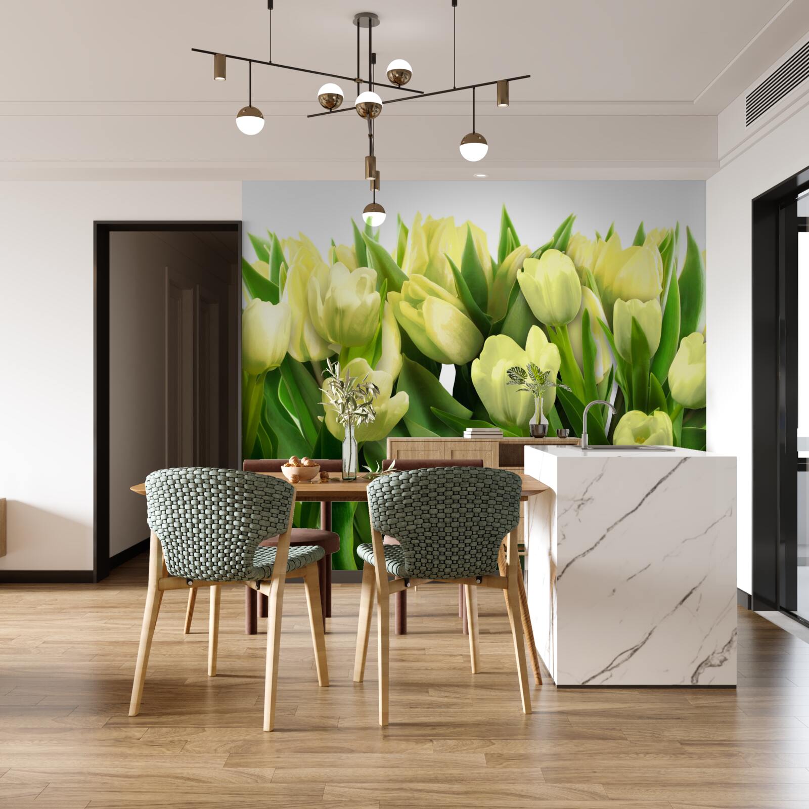 Papier peint les tulipes sont d'un jaune éclatant