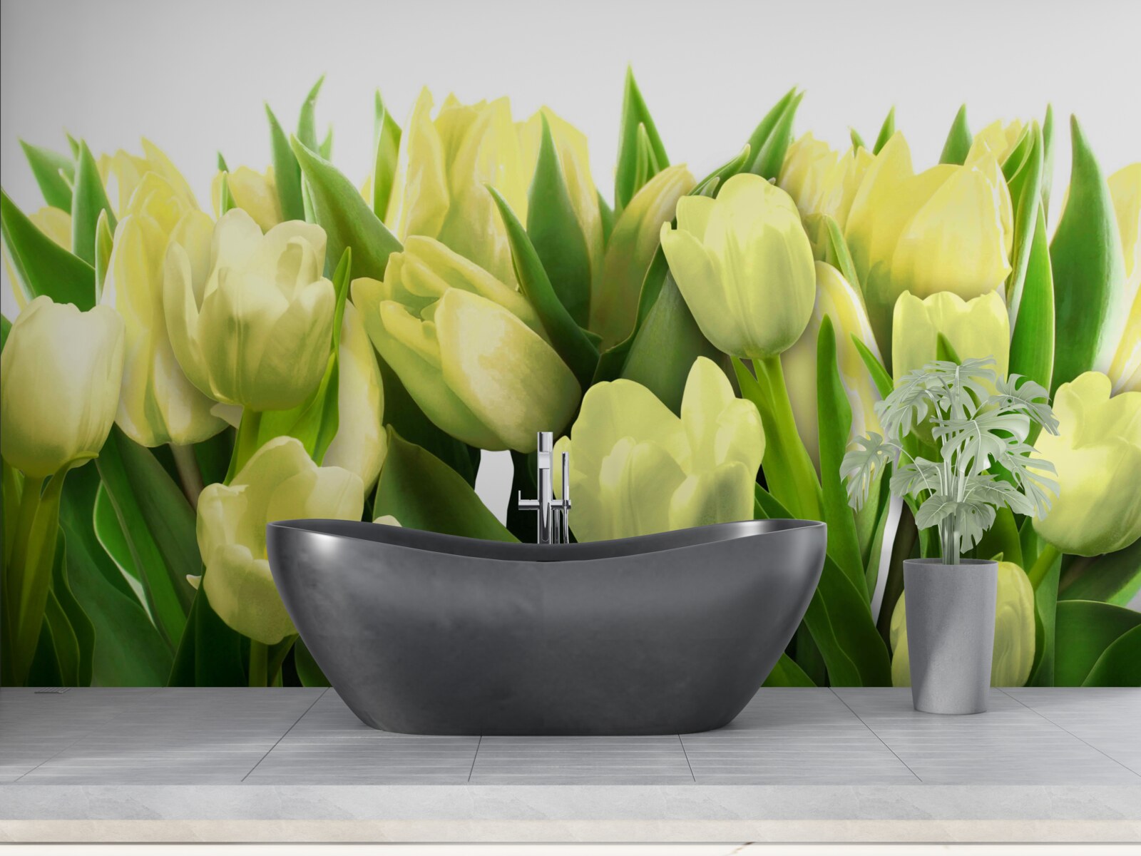 Papier peint les tulipes sont d'un jaune éclatant