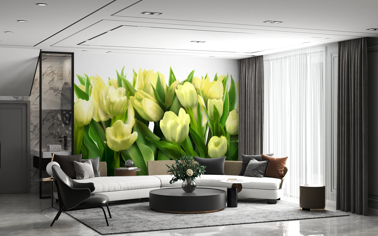 Papier peint les tulipes sont d'un jaune éclatant