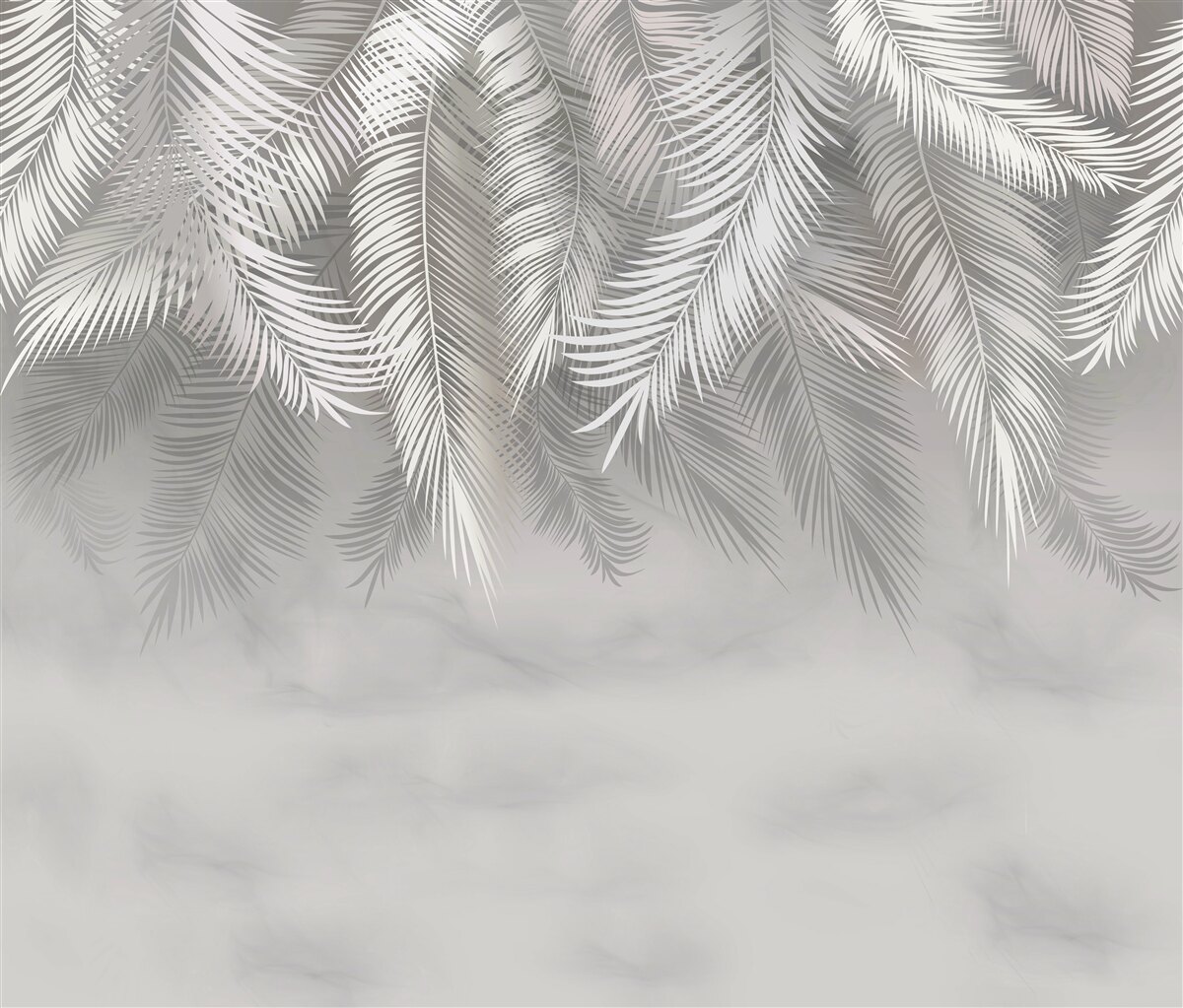 Papier peint feuilles douces et luxuriantes ressemblant à des plumes