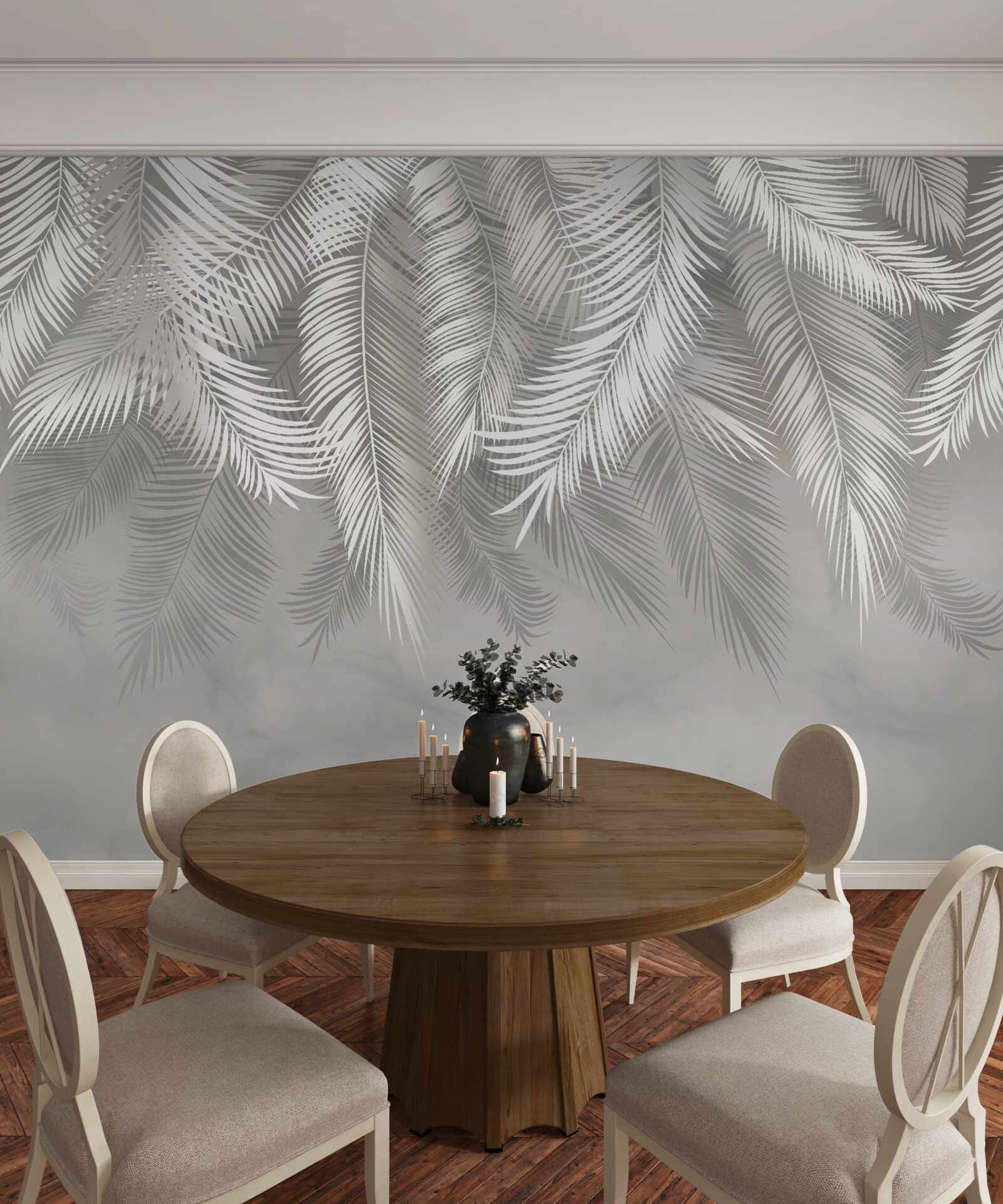 Papier peint feuilles douces et luxuriantes ressemblant à des plumes