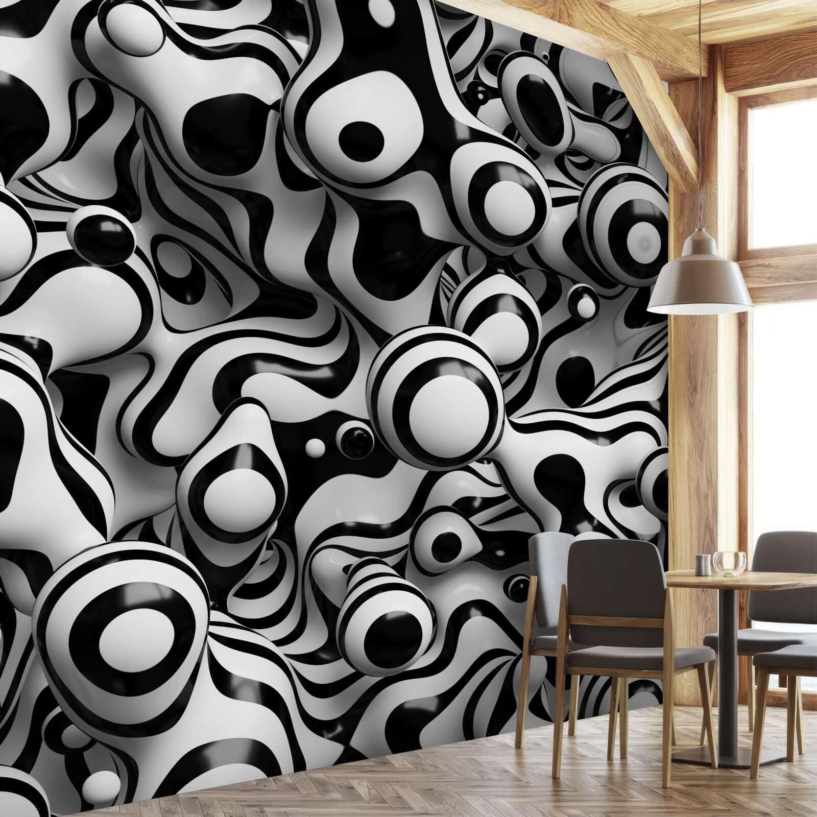 Papier peint abstraction dans une palette de noir et blanc