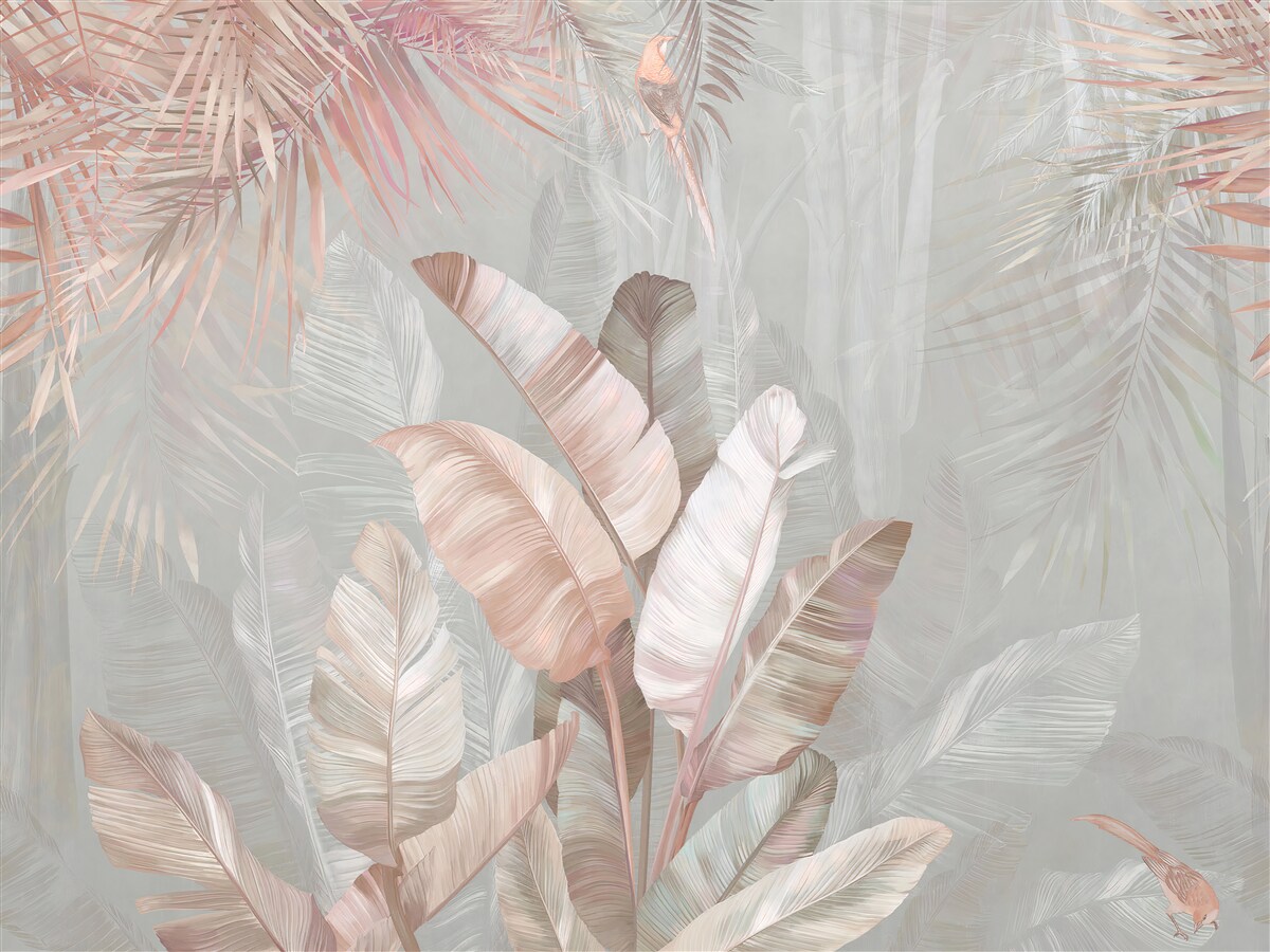Papier peint bouquet doux de feuillage tropical