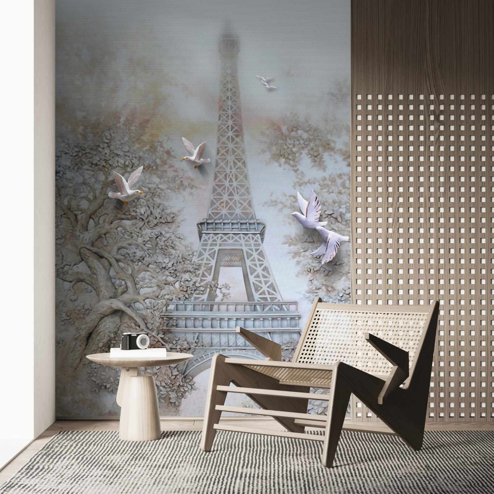 Papier peint la brume matinale entoure la tour eiffel