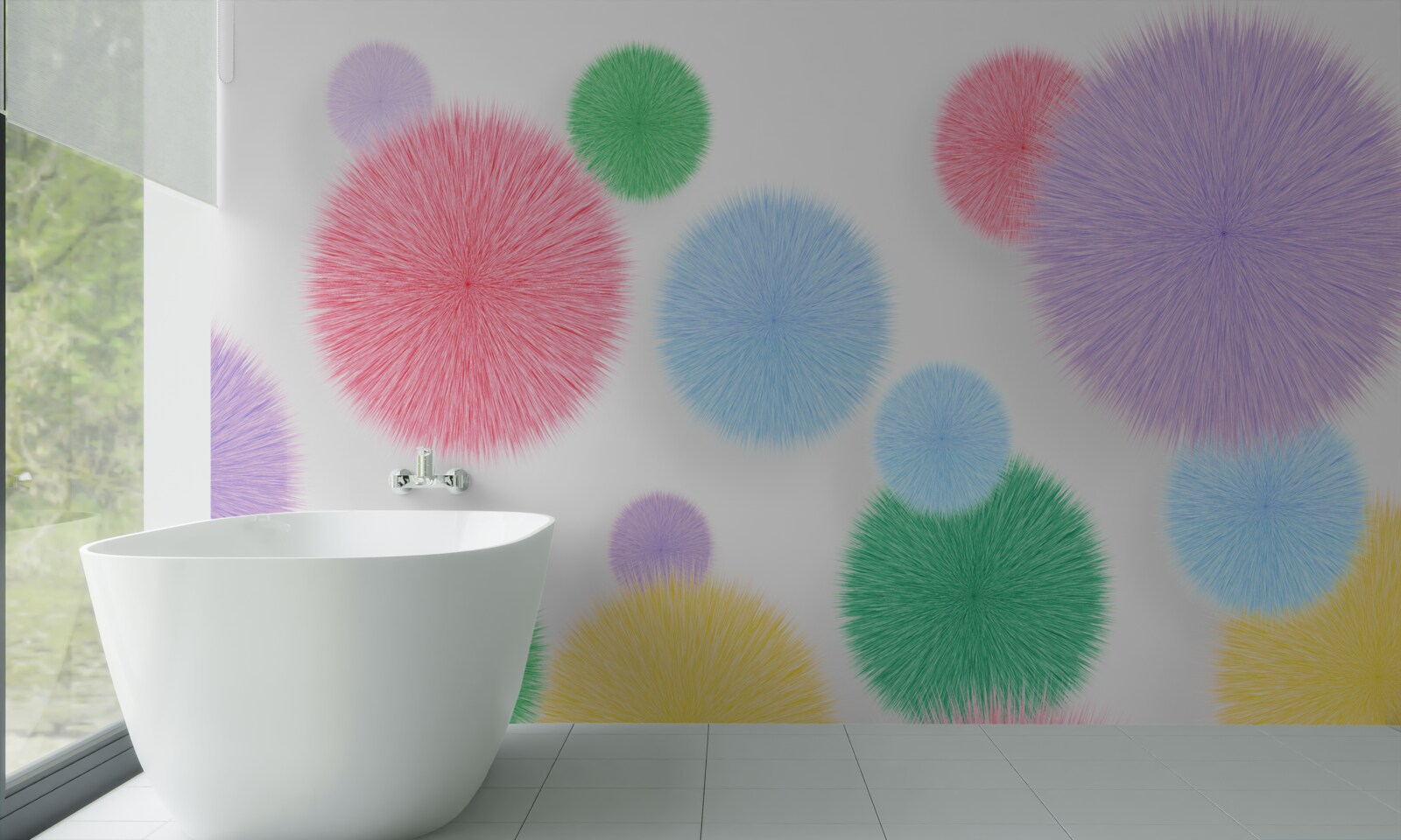 Papier peint cercles colorés sur fond clair