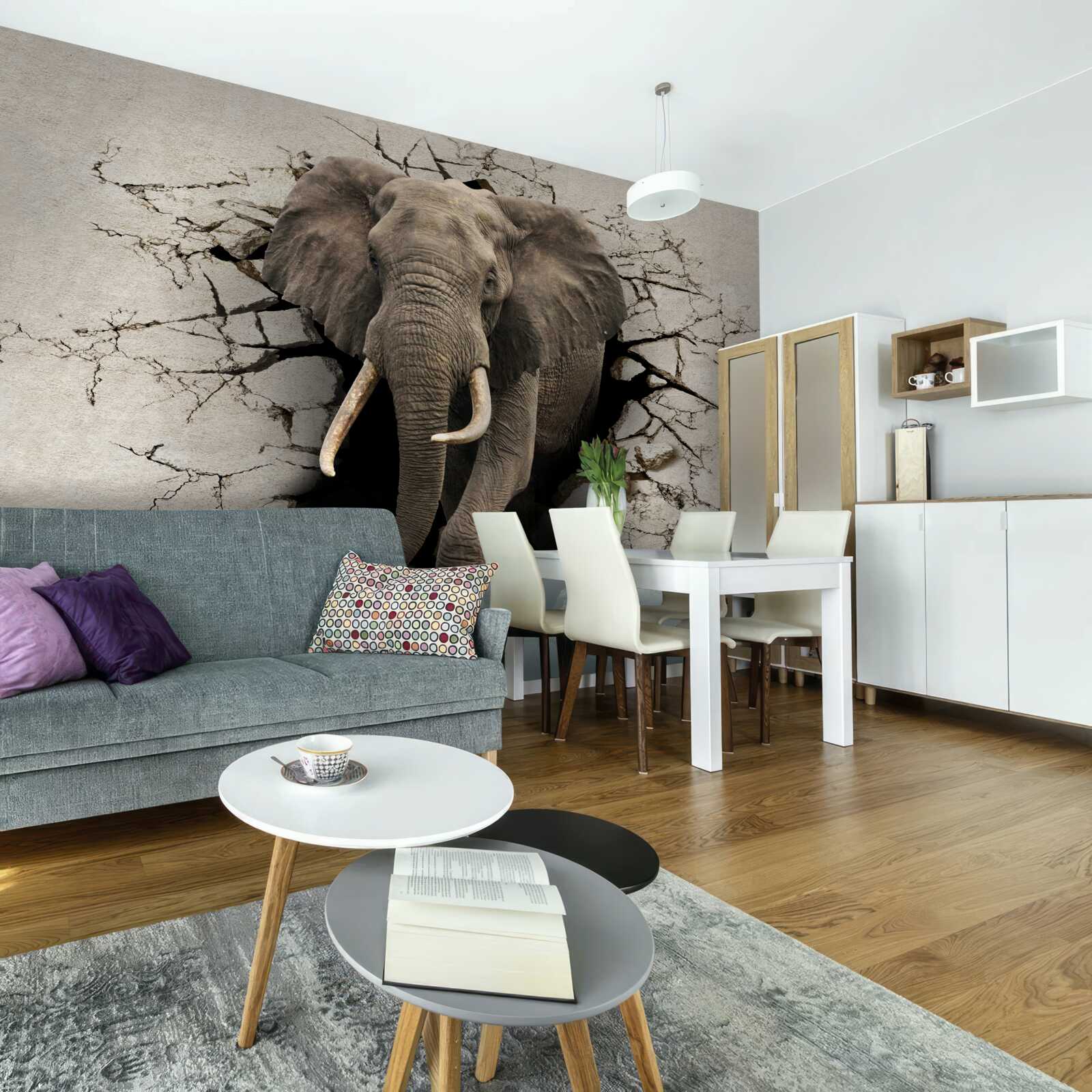 Papier peint l'éléphant franchit un obstacle
