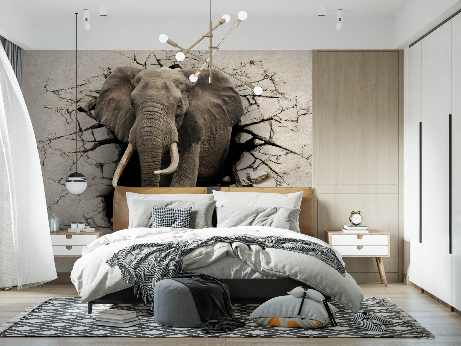 Papier peint l'éléphant franchit un obstacle