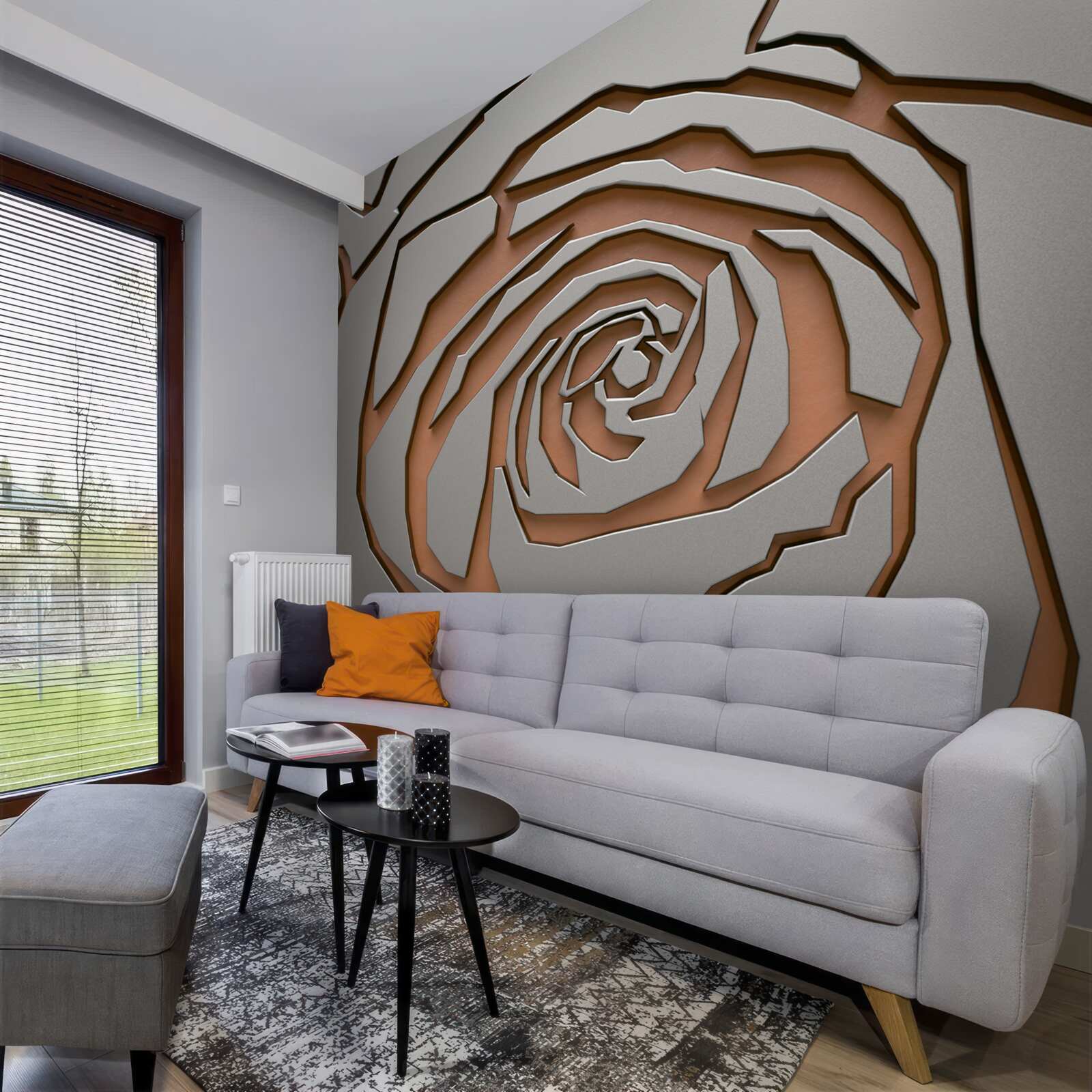 Papier peint rose grise en acier