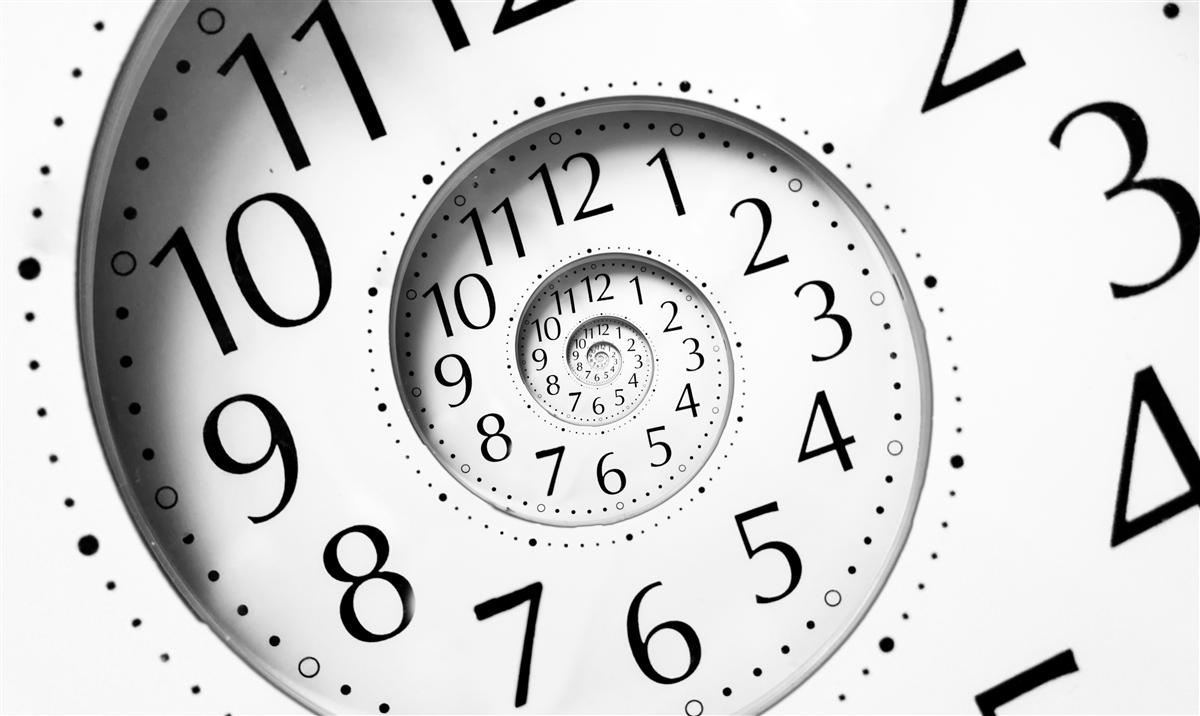 Papier peint Horloge spirale en blanc