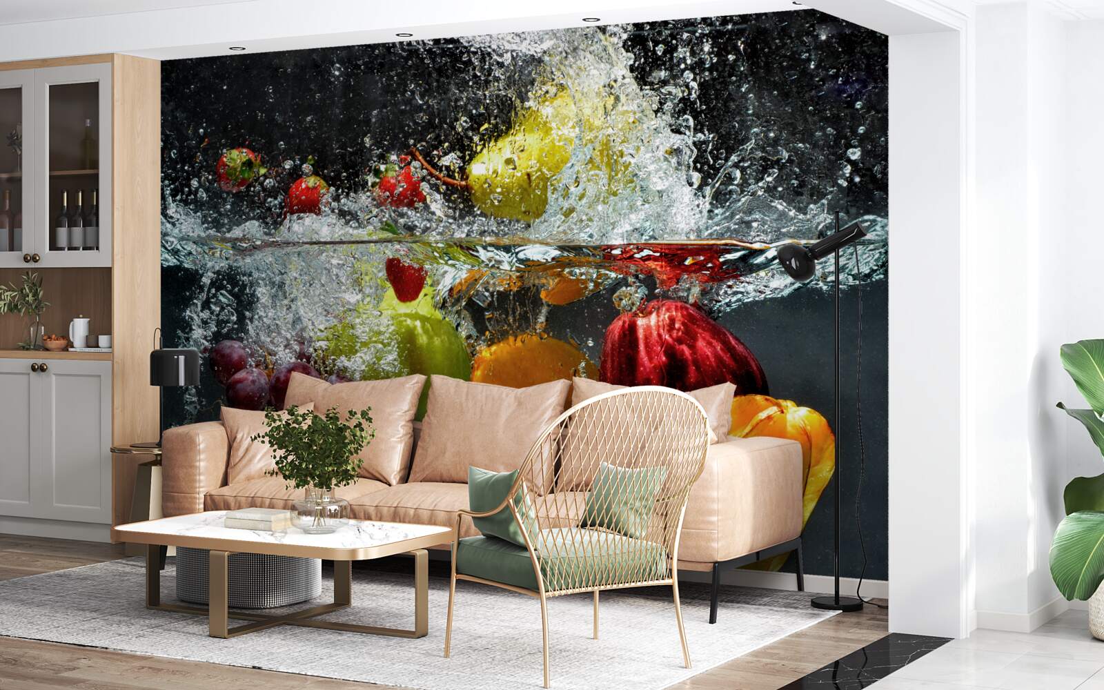 Papier peint eau avec des fruits