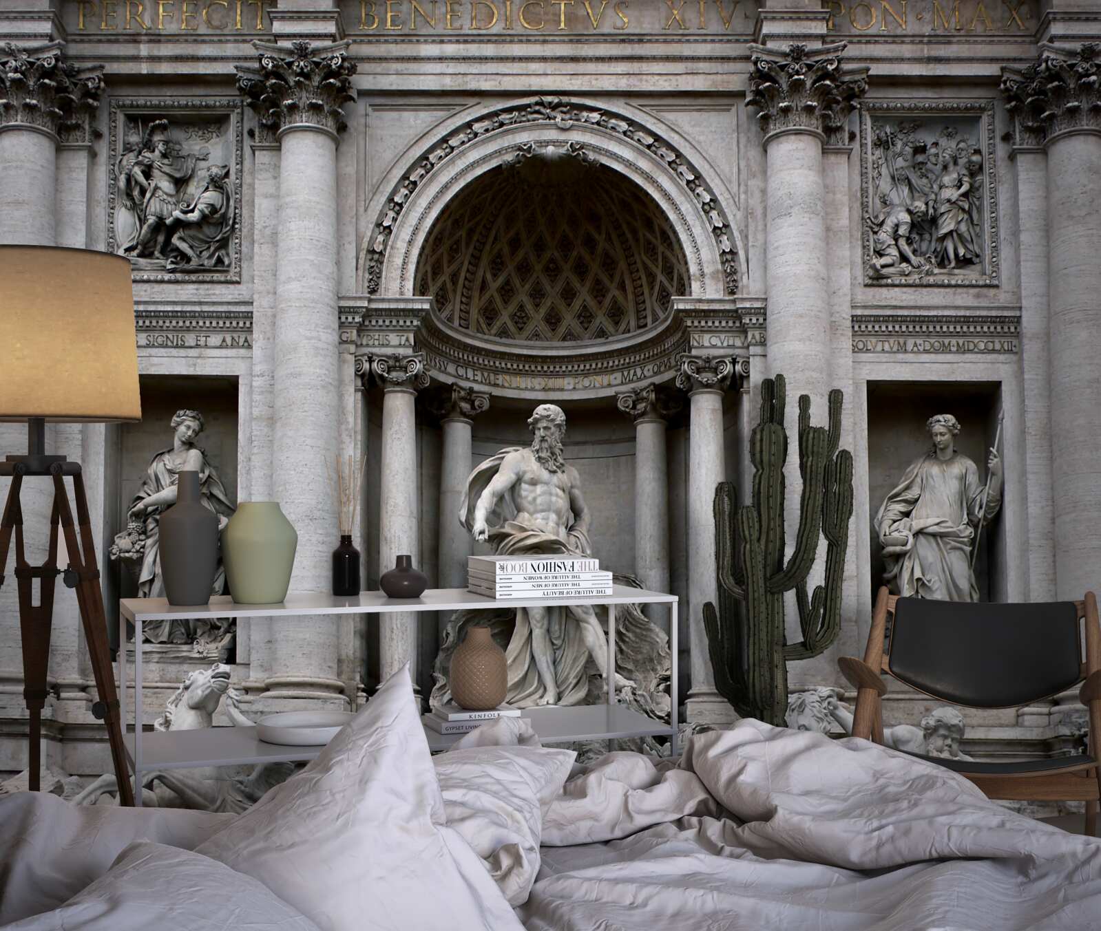 Papier peint statues de la fontaine de treves