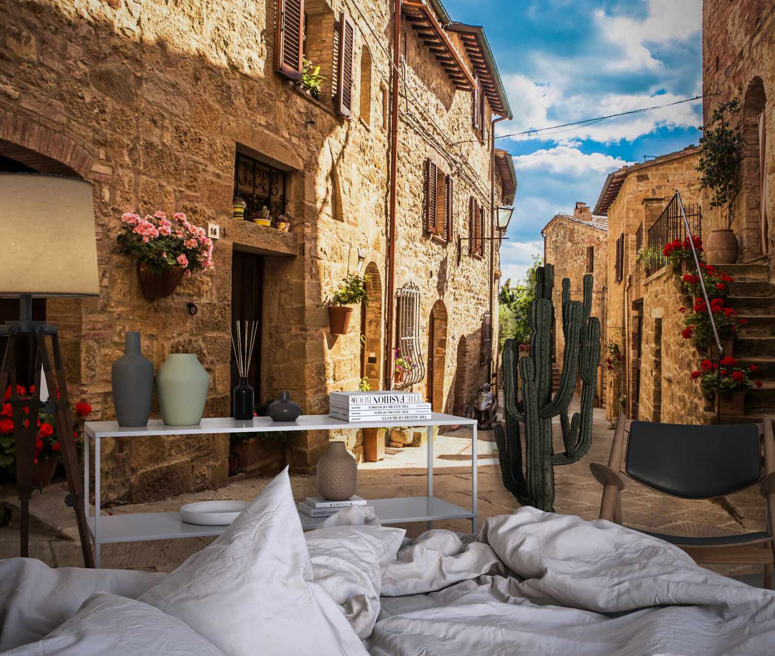 Papier peint rue toscane par une belle journée d'été