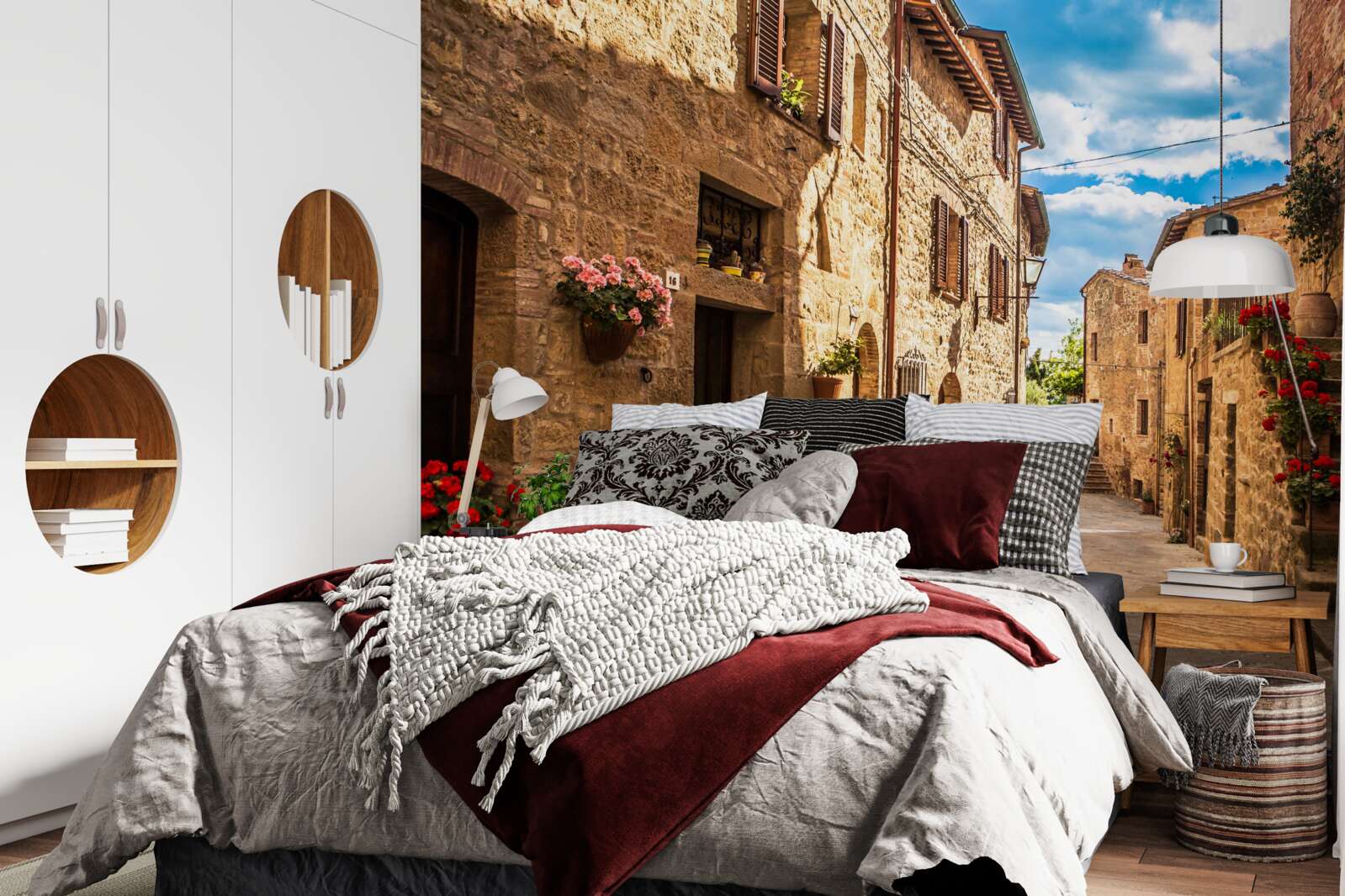 Papier peint rue toscane par une belle journée d'été