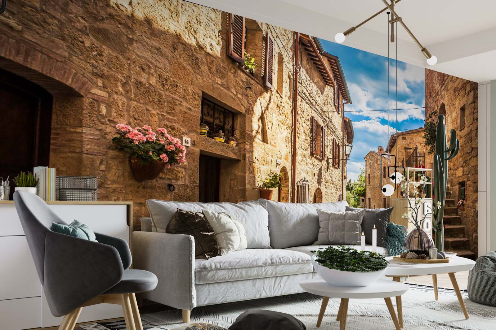 Papier peint rue toscane par une belle journée d'été