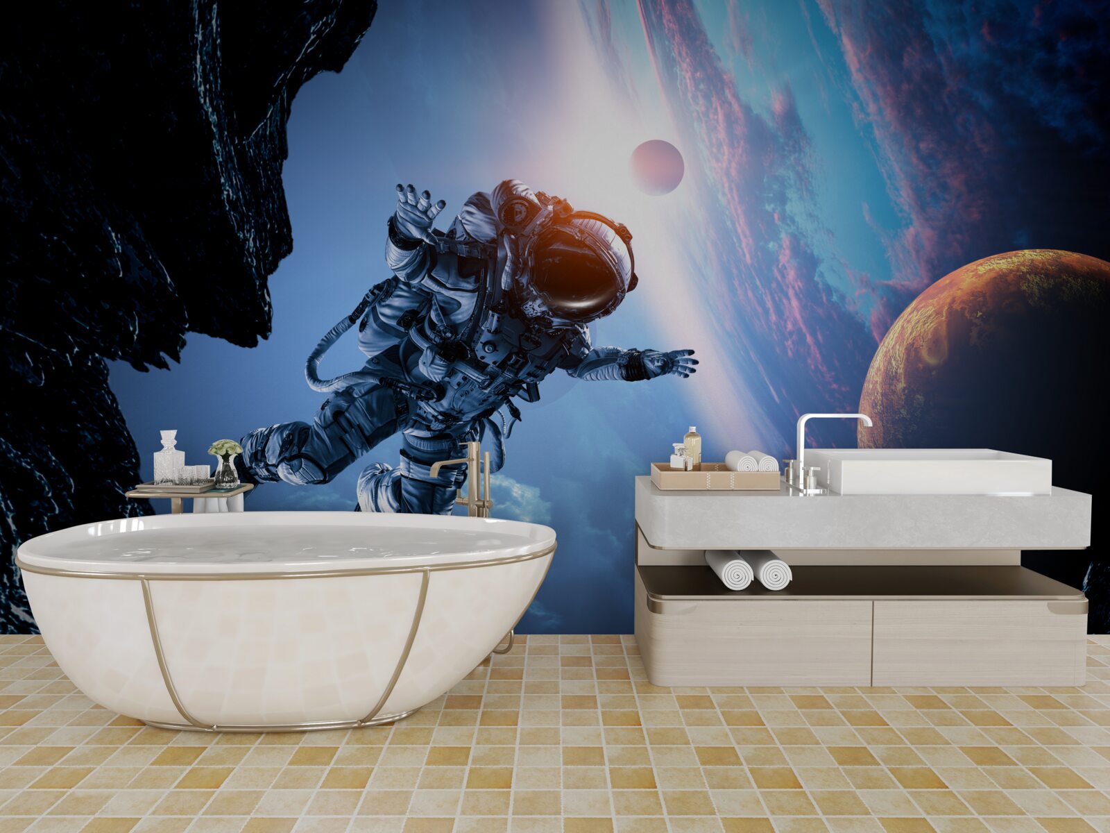 Papier peint astronaute dans l'univers