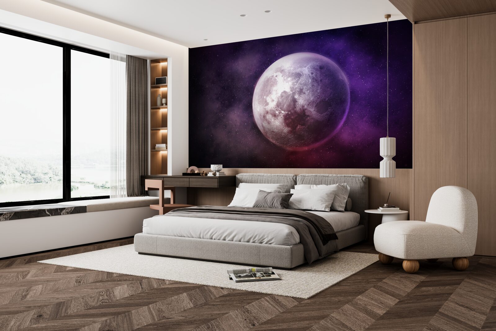 Papier peint nuances violettes de la lune