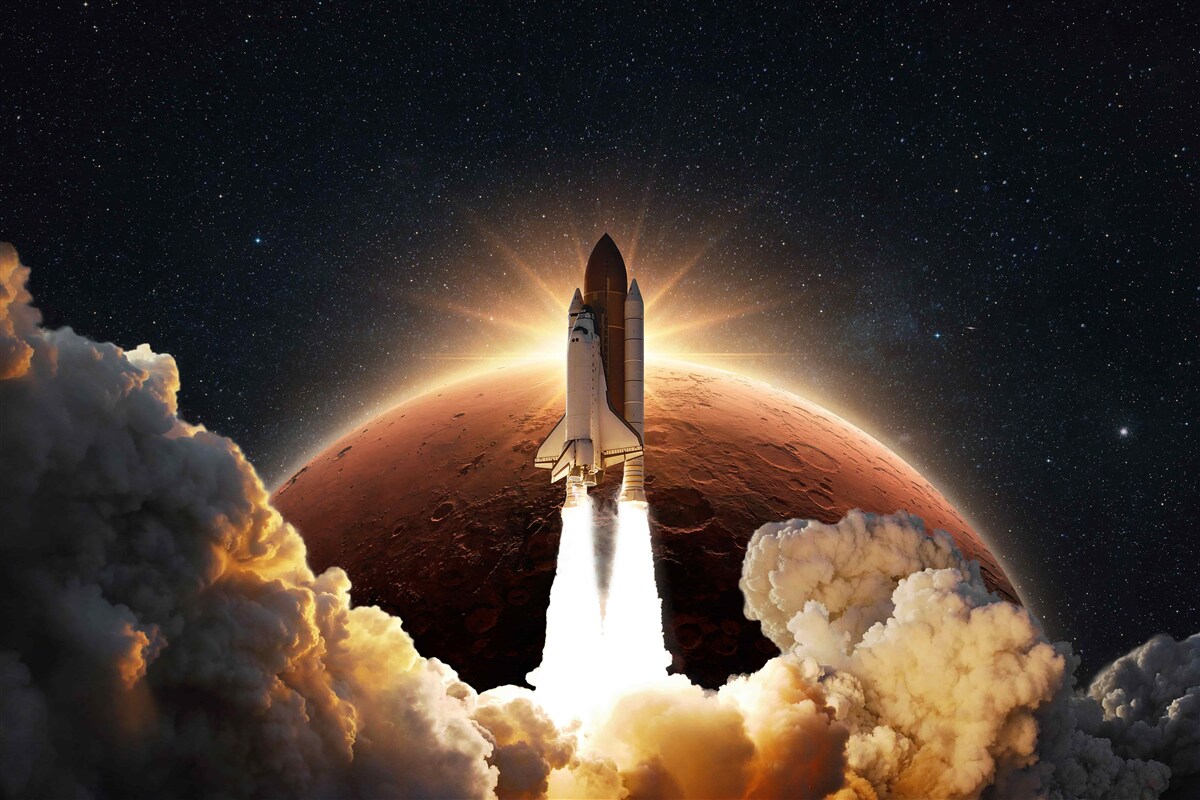 Papier peint voyage dans l'espace du navire