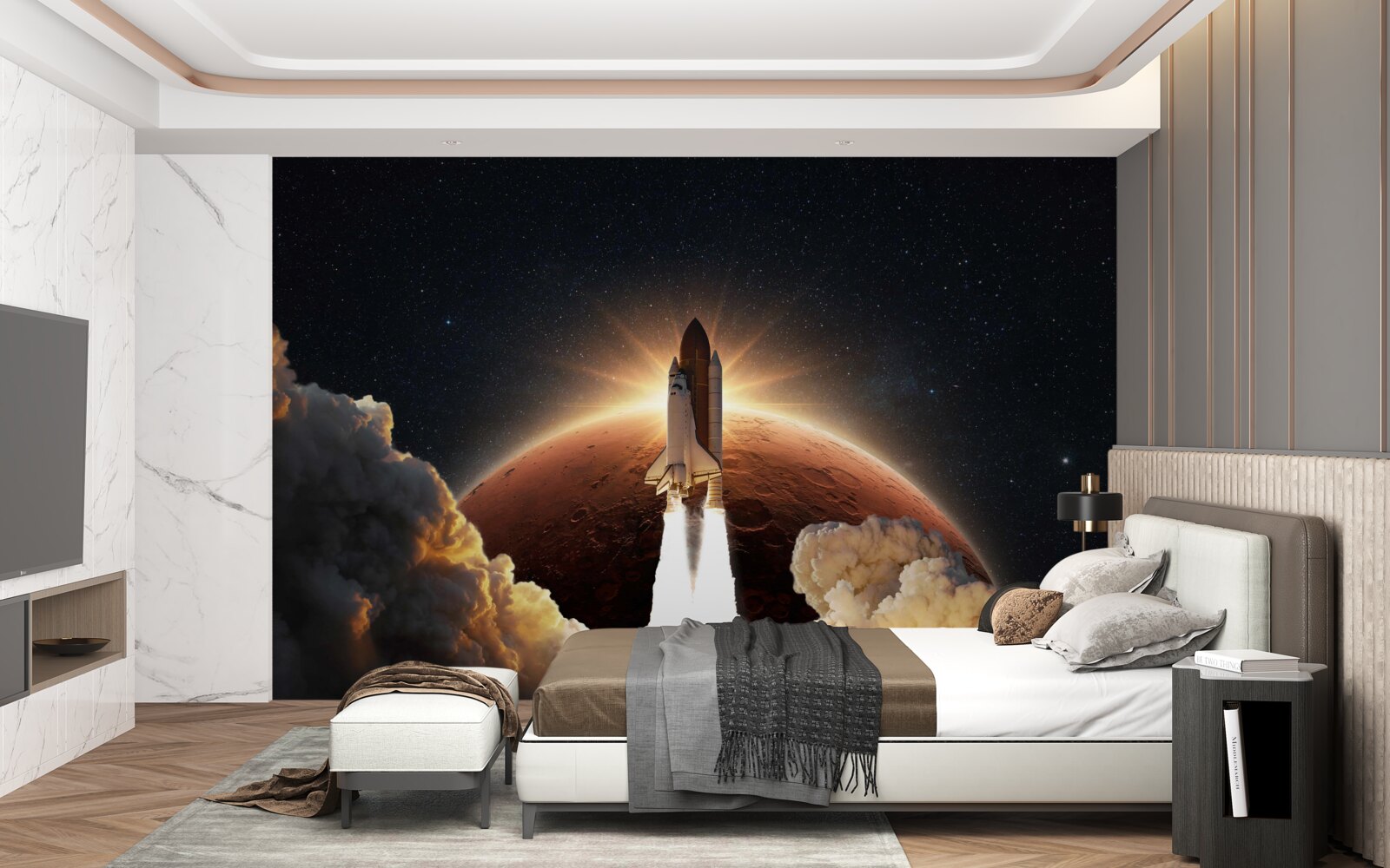 Papier peint voyage dans l'espace du navire
