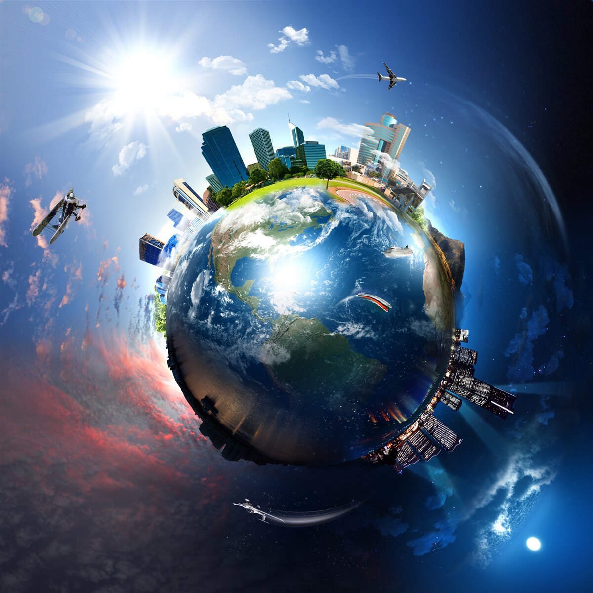 Papier peint globe terrestre modernisé