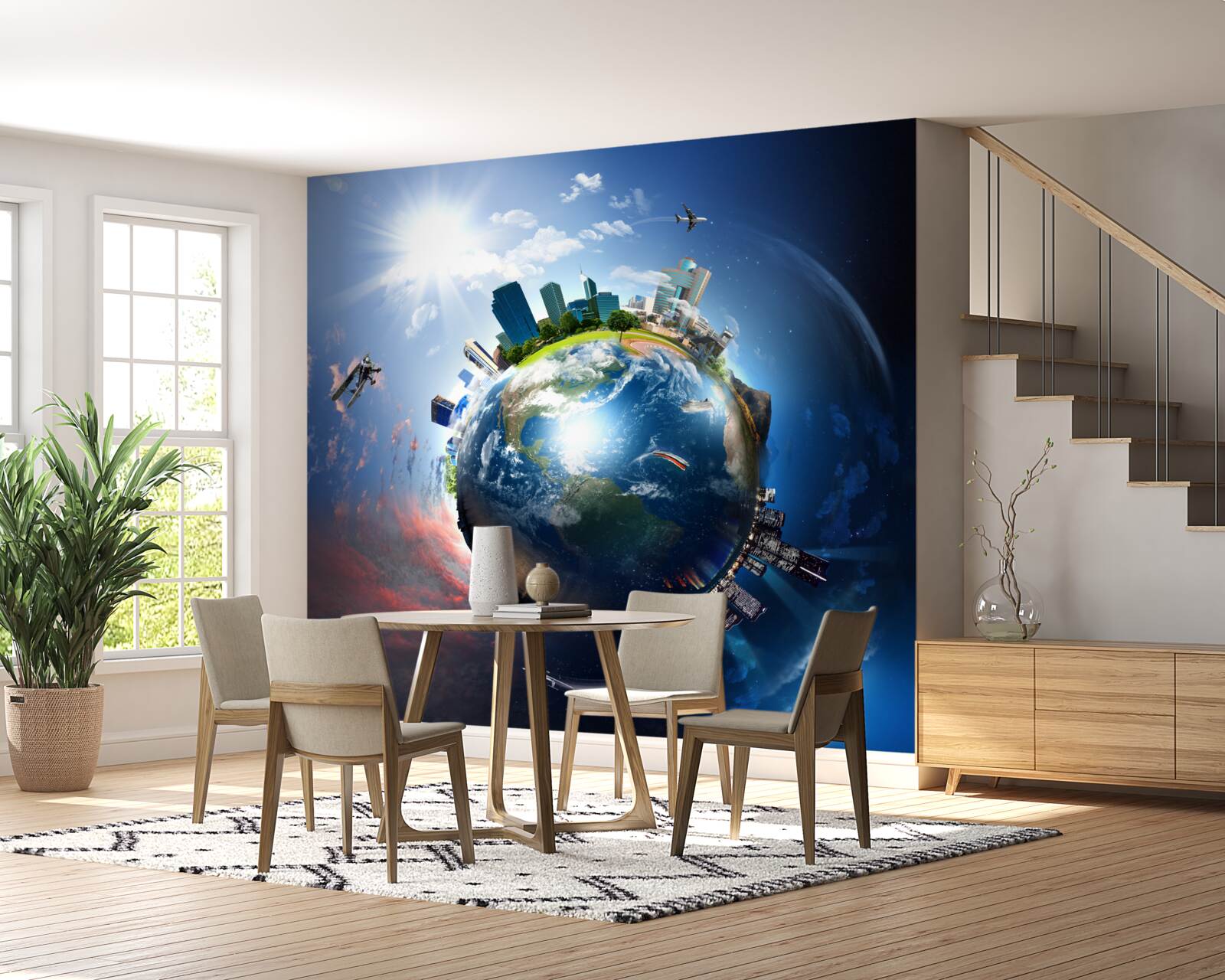 Papier peint globe terrestre modernisé