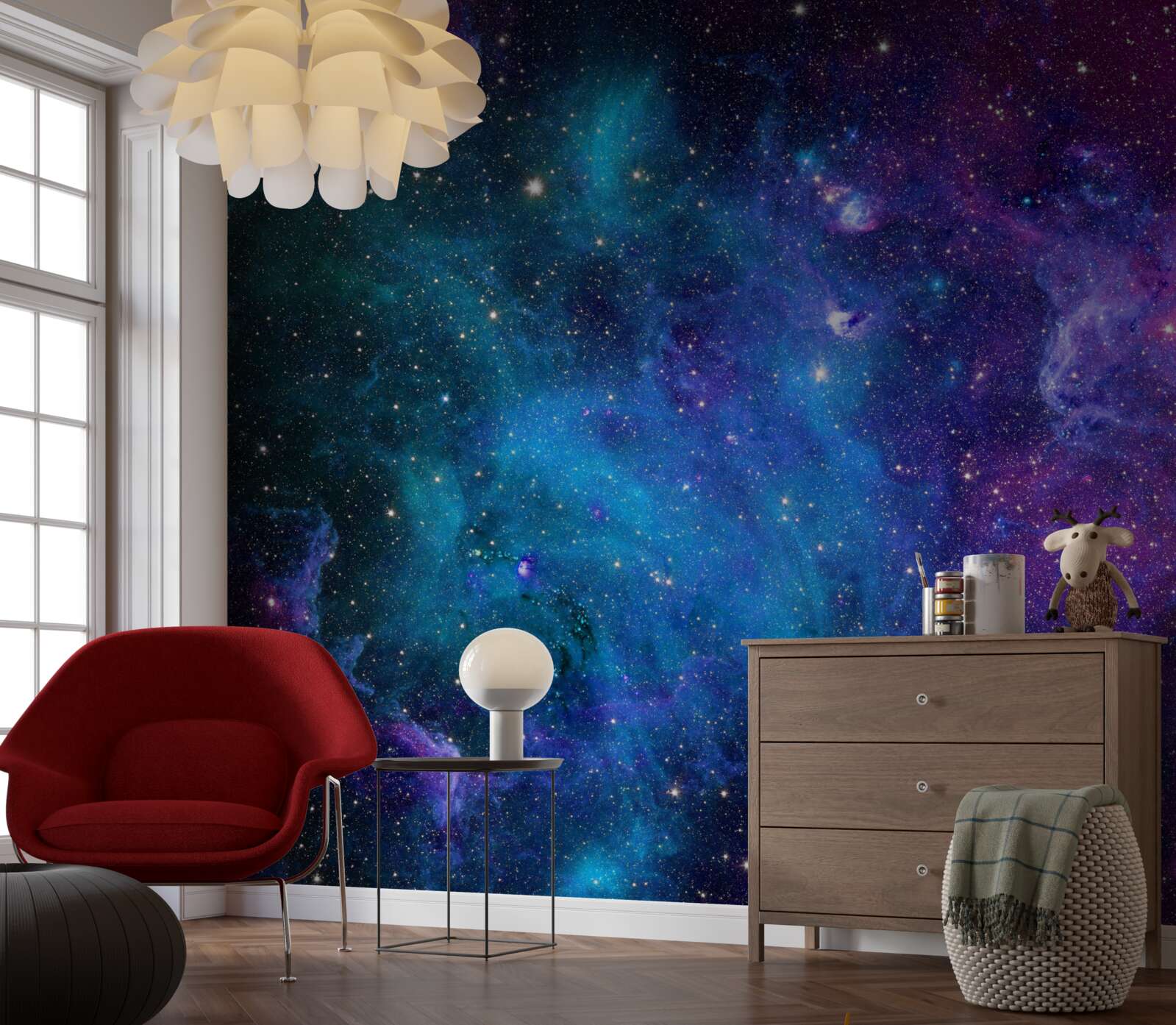 Papier peint le ciel étoilé est bleu foncé