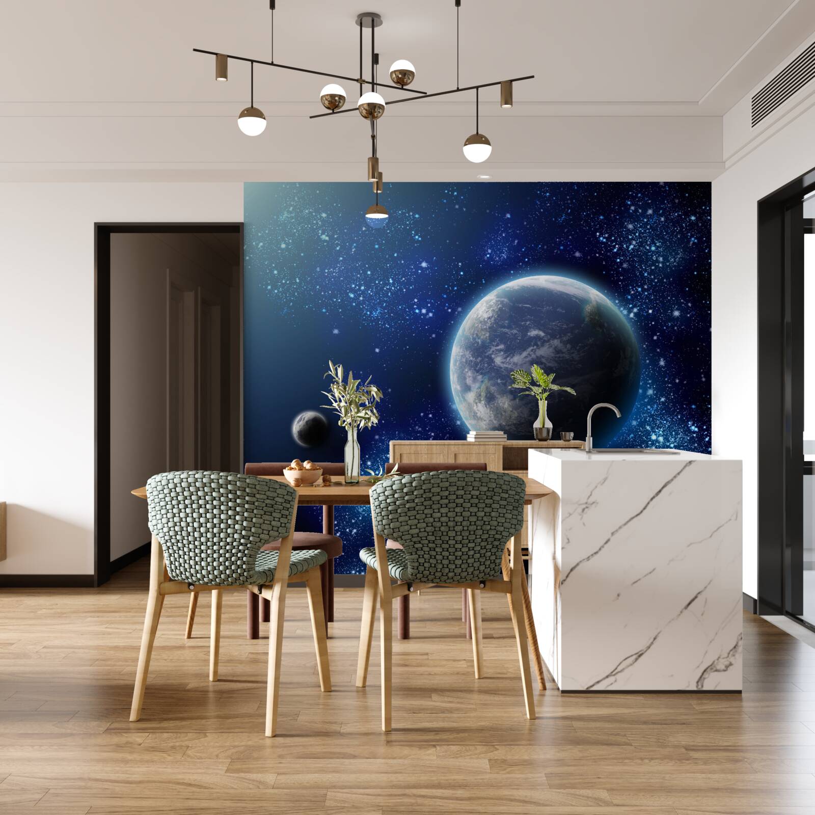 Papier peint l'espace comme toile de fond de la planète