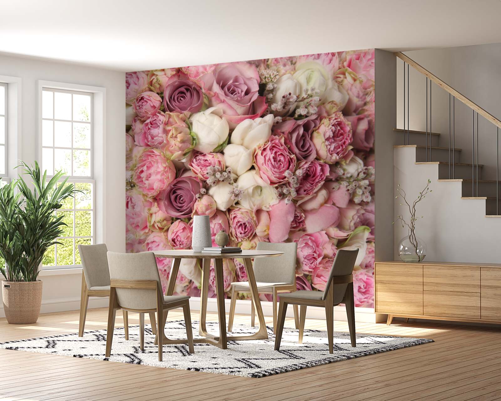Papier peint un magnifique bouquet de fleurs variées