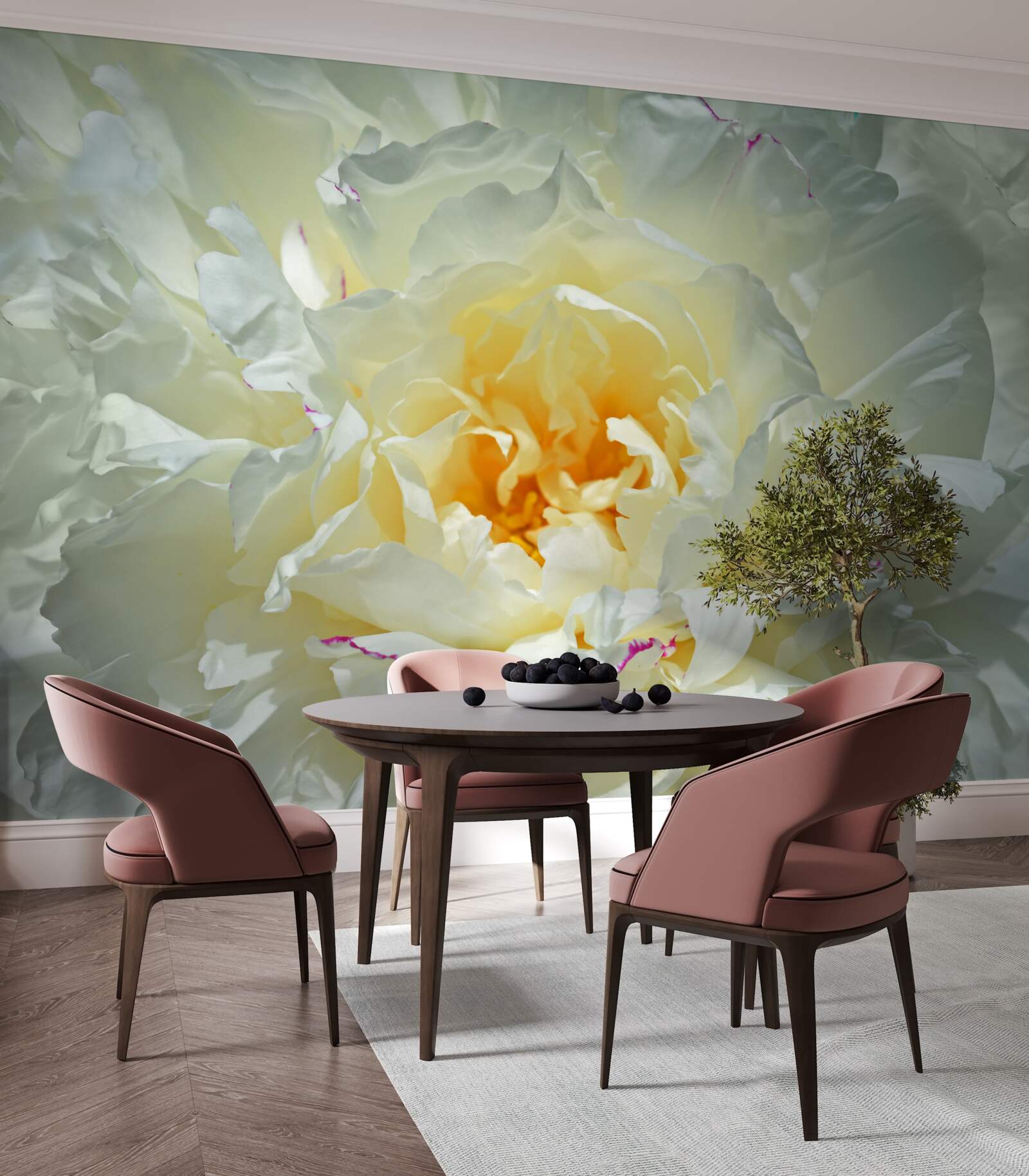 Papier peint image en gros plan d'une pivoine blanche
