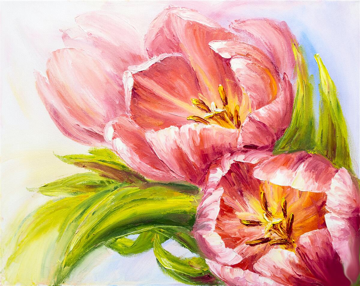 Papier peint tulipes dessinées avec beaucoup de goût et de beauté