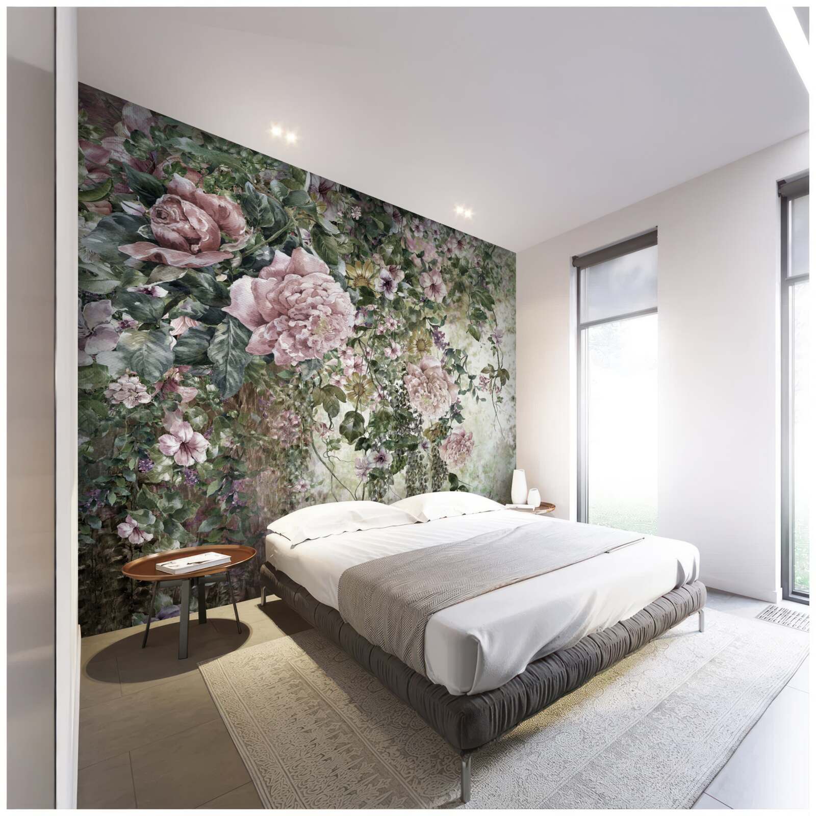 Papier peint une touche de fleurs et de verdure aux nuances délicates
