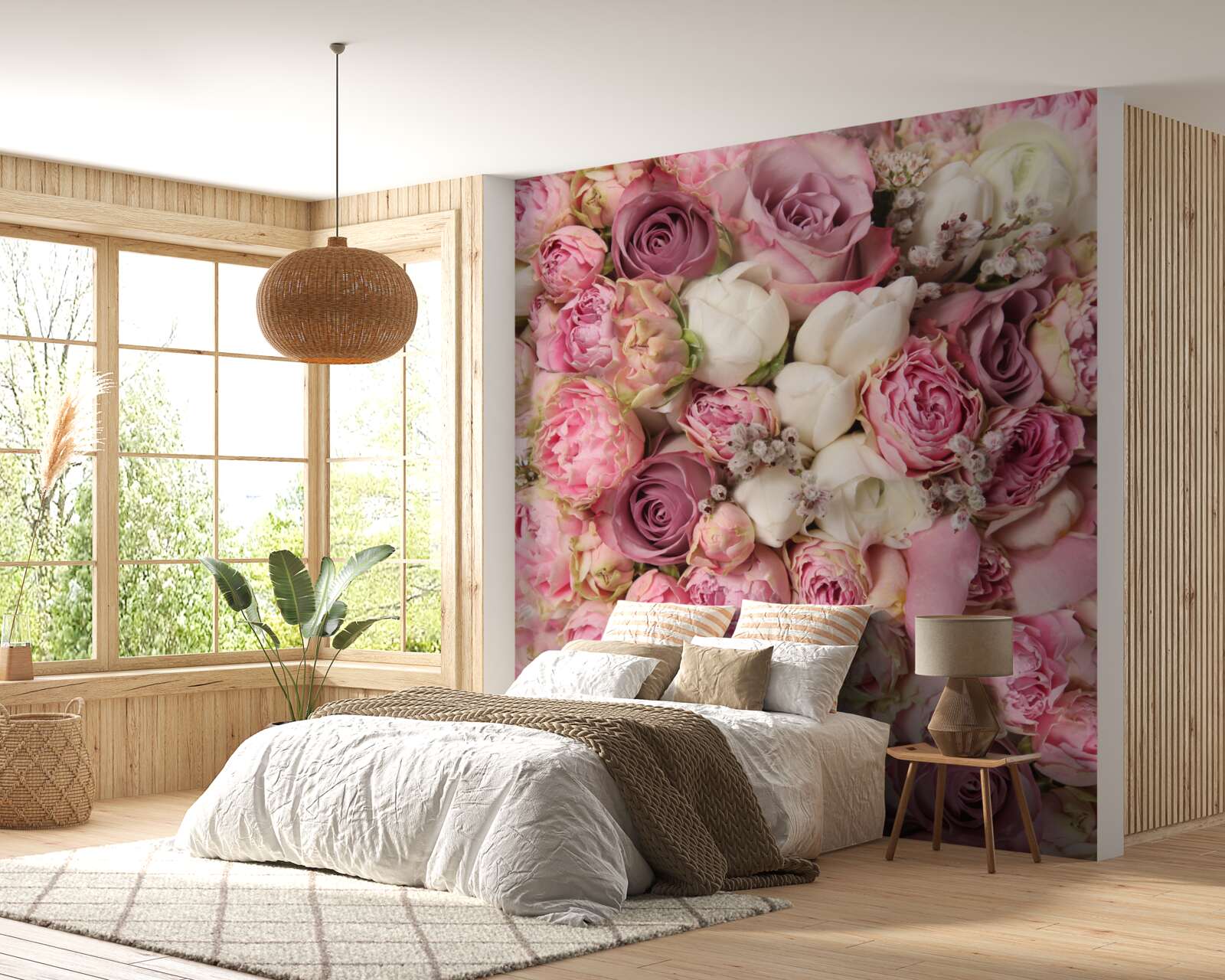 Papier peint récolte de tulipes et de roses