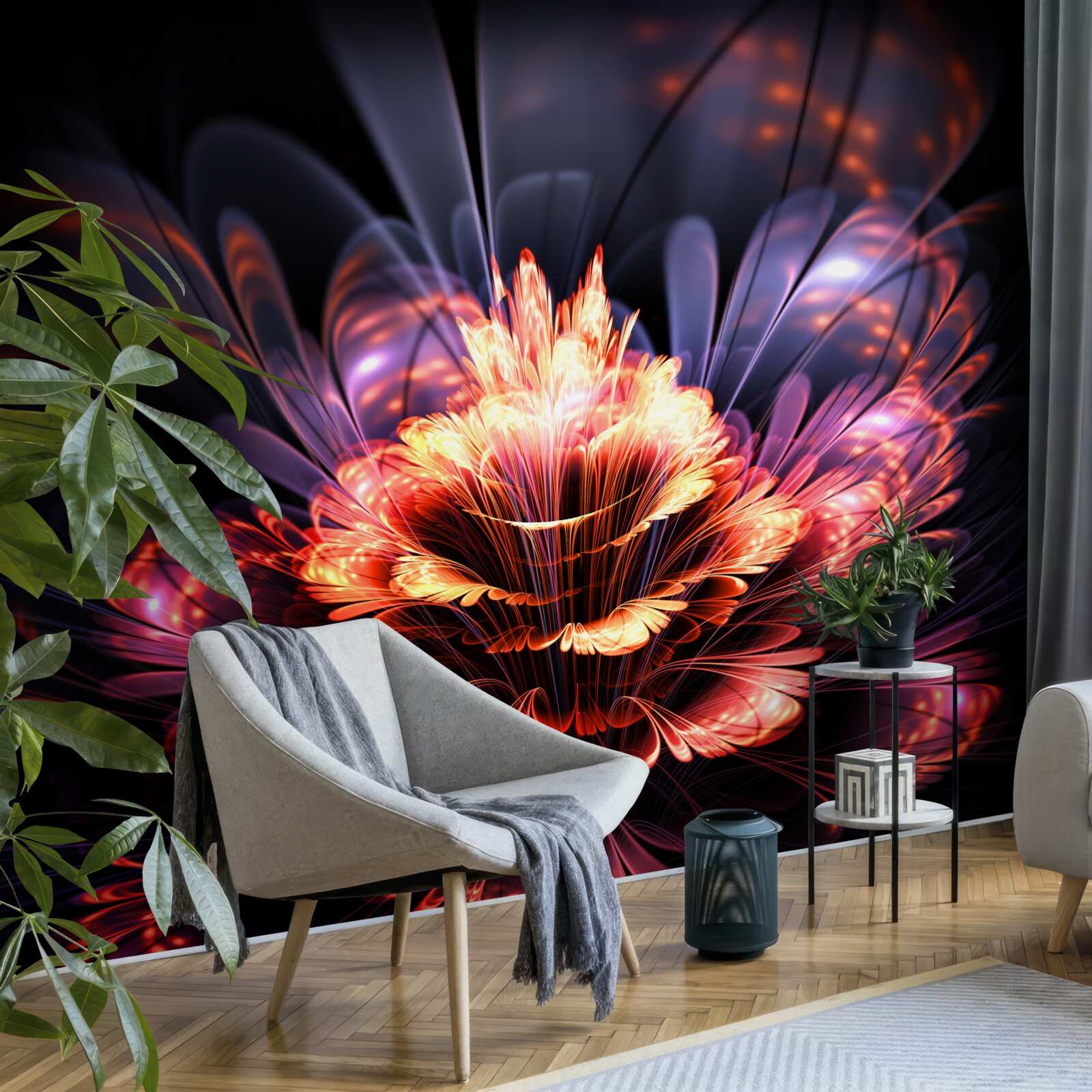 Papier peint une belle fleur qui brille comme une flamme